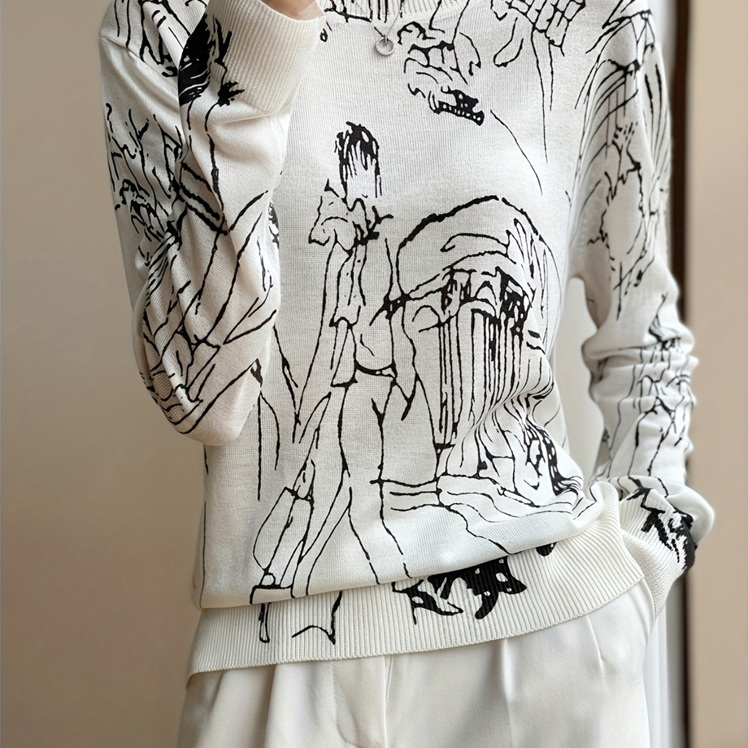 Image of New Fine-spun Thin Micro-sheer Round Neck Wool Shirt, Fashionable, Age-reducing Base Shirt