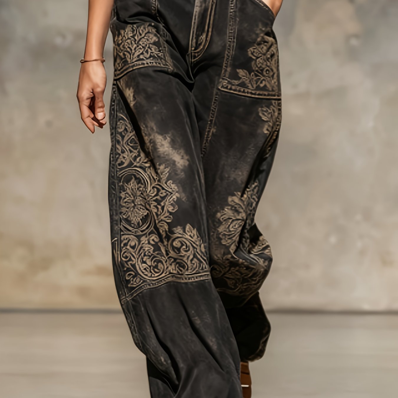 Printed Legging - Not Denim Fabric Ladies' Daily 2d Printed Trousers, Flared Trousers, Retro Printed Commuting , Bohemian Style Versatile Trousers