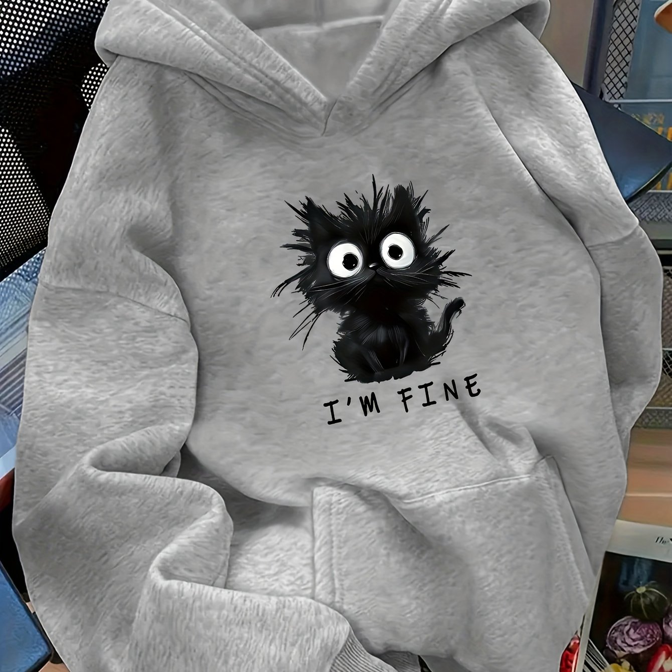 TEMU D92 - A Women's Hooded Sweatshirt Featuring A Trendy And Creative Cute Fluffy Black Cat Print. This Stylish And Loose-fitting Autumn And Winter