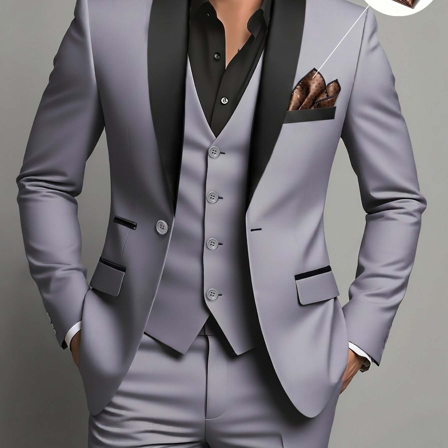 TEMU Men's Suit Set, 3pcs Blazer, Vest And Trousers, Groomsman Business, Fashionable Elegant, Premium Men, Suitable For Wedding, Business, Party