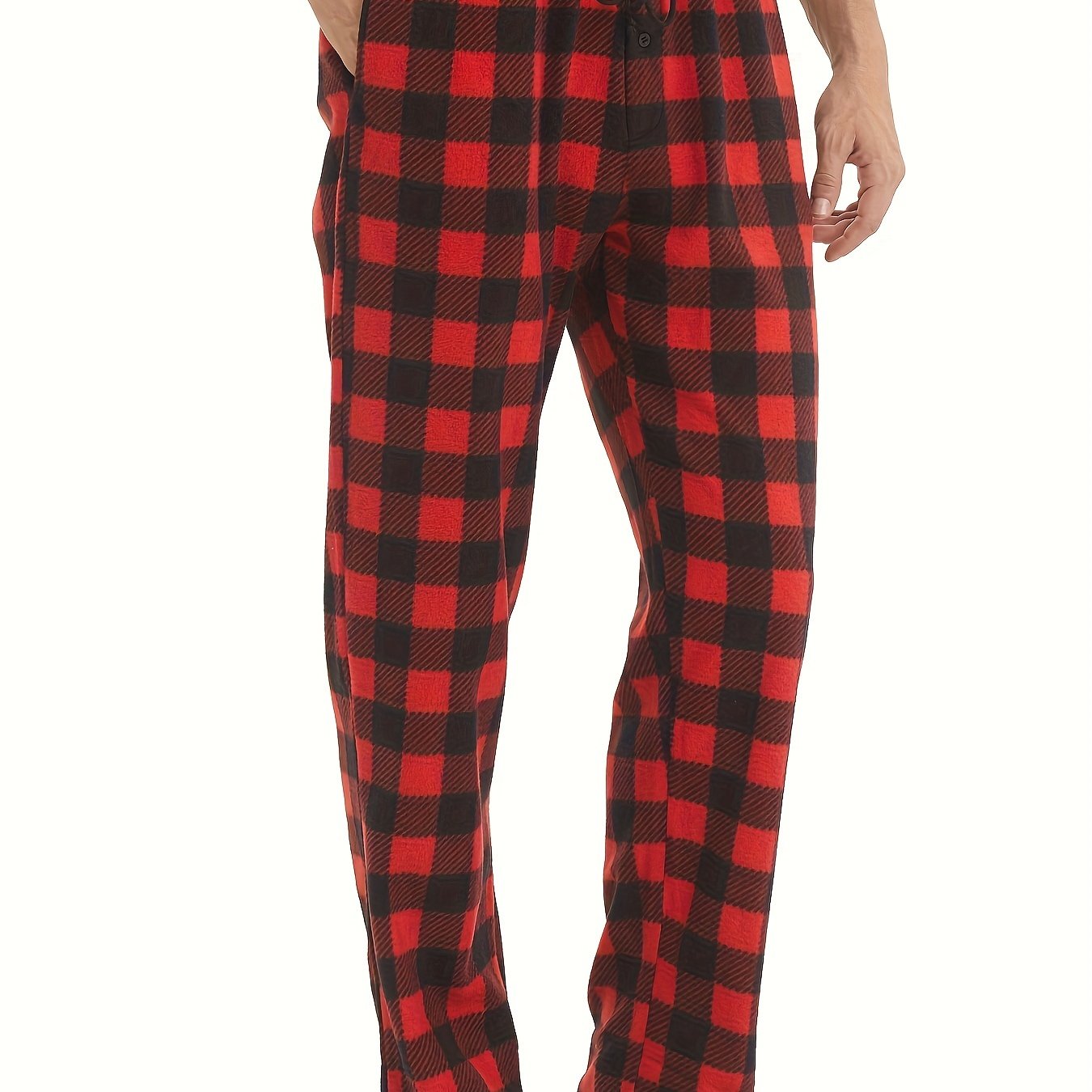Men's Drawstring Thick Pajamas Pants, Thick Thermal Polar Loungewear Bottoms Trousers For Indoor Autumn Winter