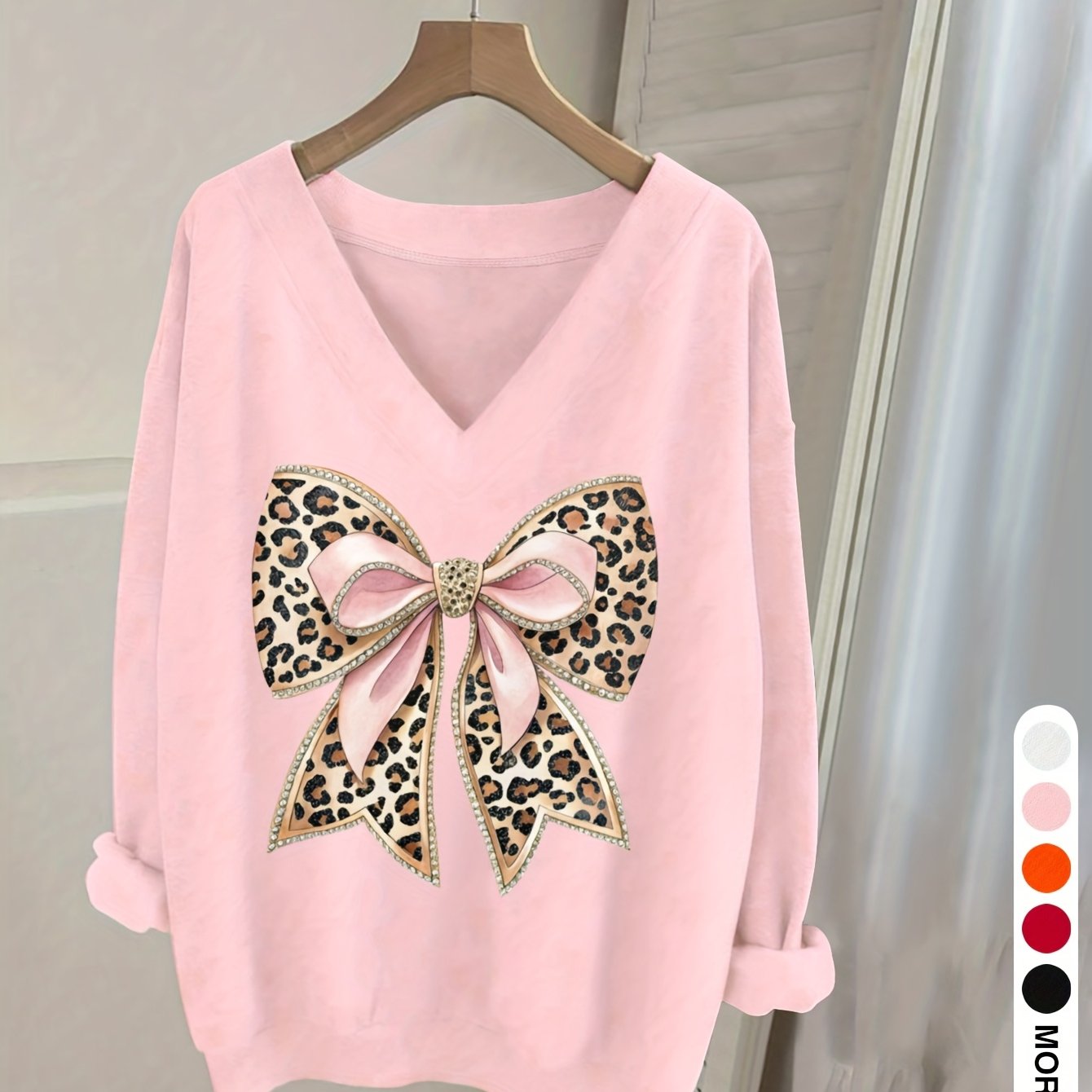 TEMU 0913 Wild Ai, 1pc Casual V-neck Long Sleeve Sweatshirt, Pattern Print, Women's Clothing, Long Sleeve T-shirt, Long Sleeve Top, Fashion Top