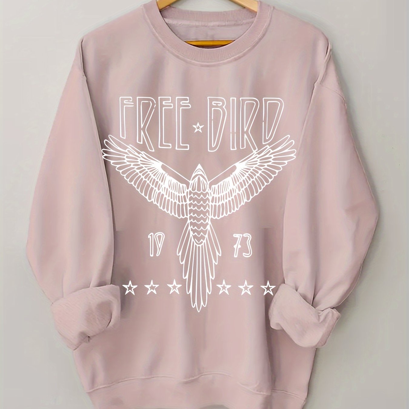 TEMU Plus Size - Plus Size Round Neck Sweatshirt For Women With Eagle Print, 1973