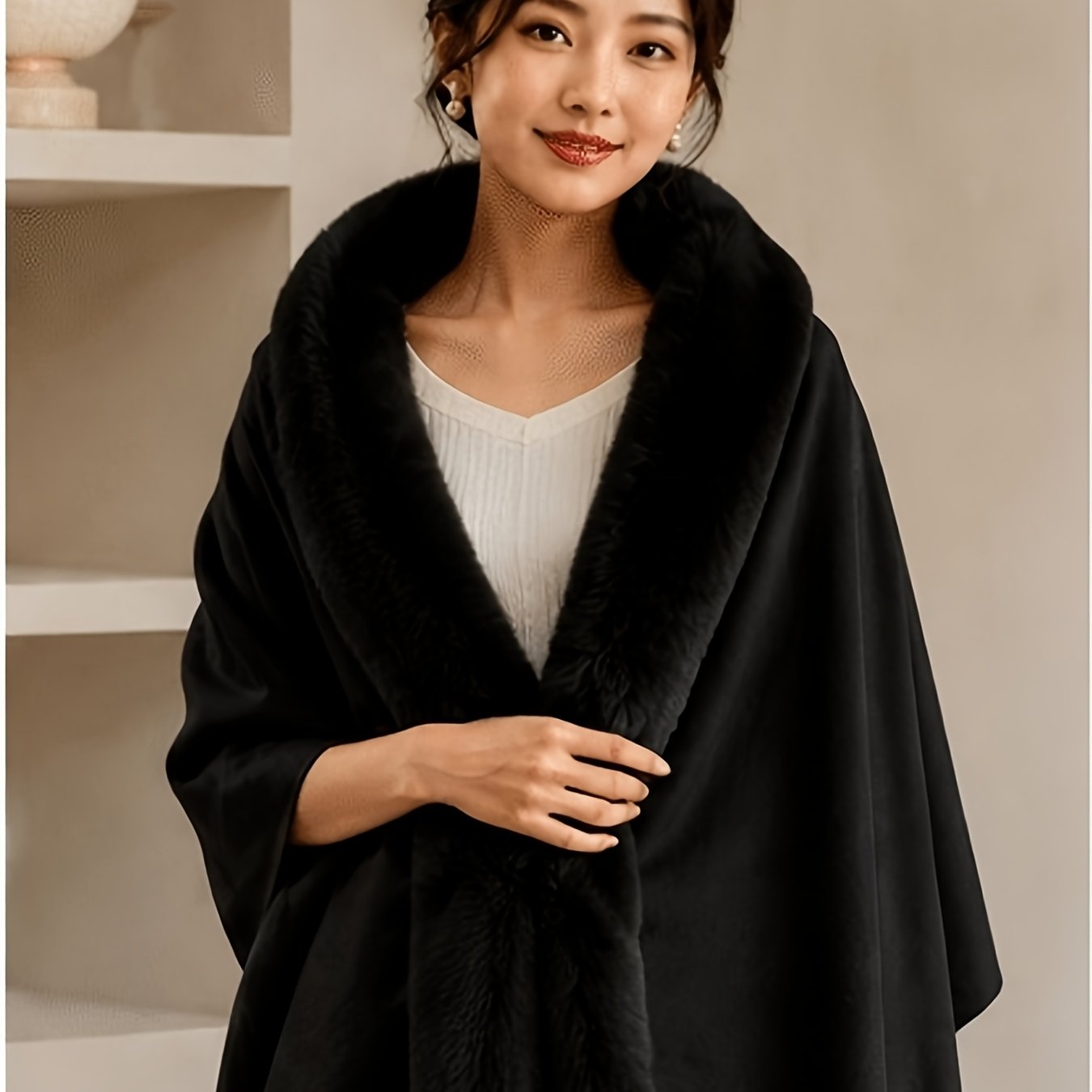 TEMU Plus Size - 1pc 2-in-1 Scarf Shawl, Minimalist Fashion Tassel Winter Wrap