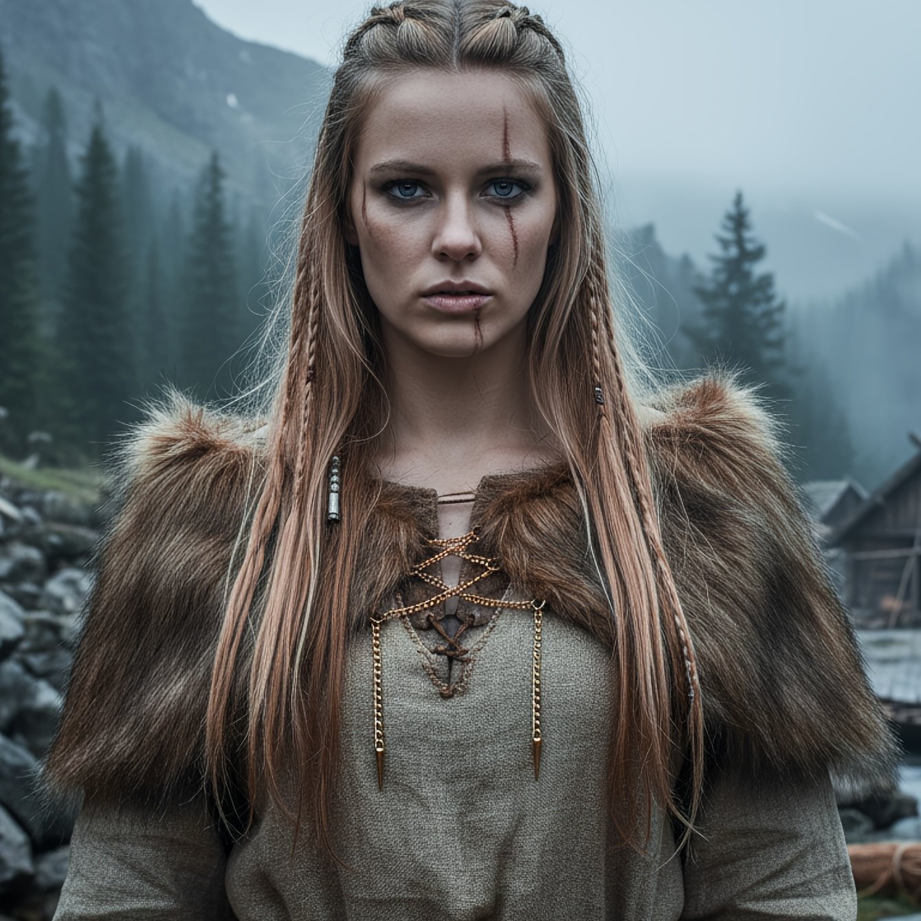E-shop Wikinger Schulterumhang im -Stil, mittelalterlicher Kriegerumhang, brauner Retro-Nordic-Stil -Umhang - Geeignet für Halloween-Cosplay,