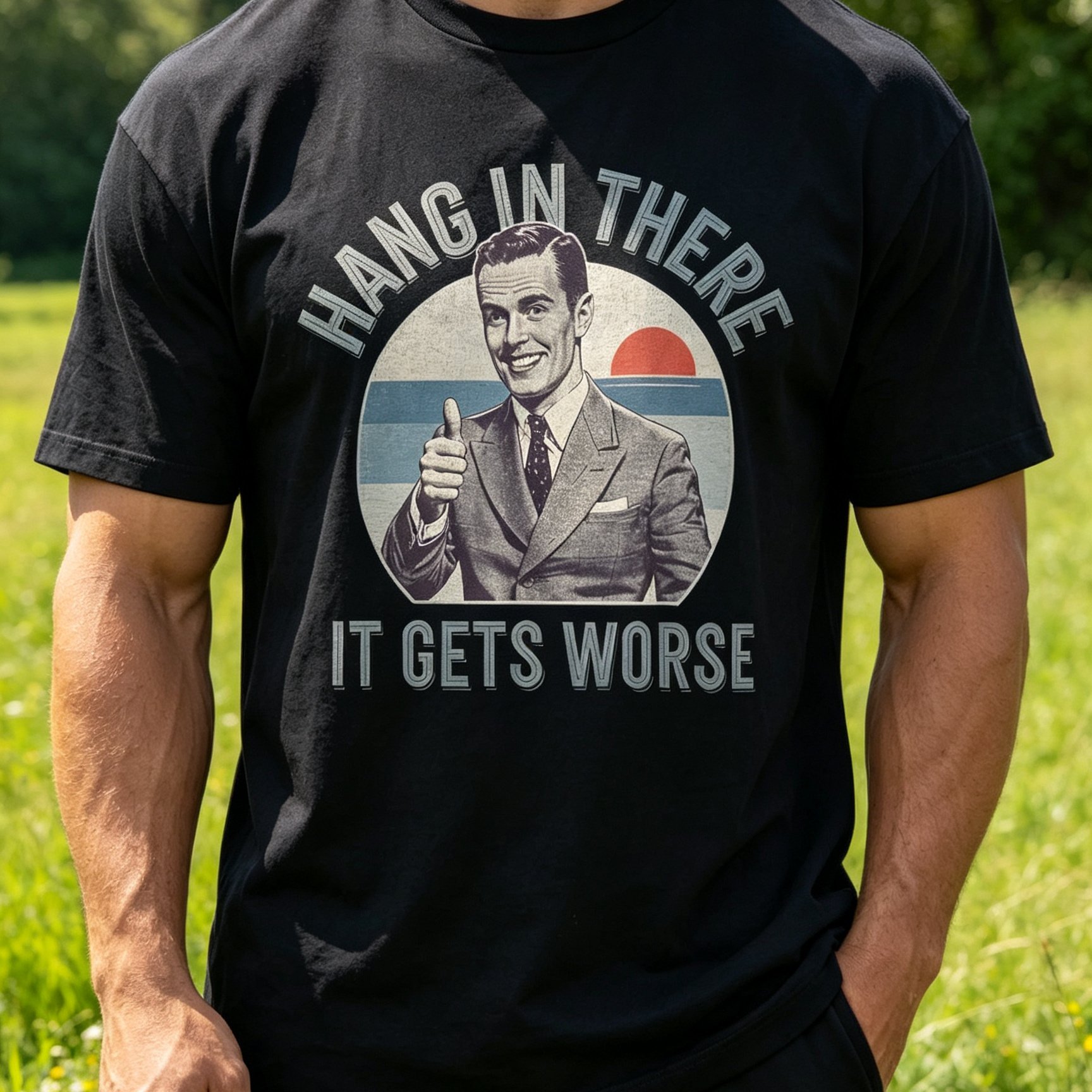 TEMU Oversized Fun Retro Hanging Here, , Sarcastic Humor T-shirt- Unisex Holiday Casual , 2026 New T-shirt, Black, 1xl-5xl, Plus Size