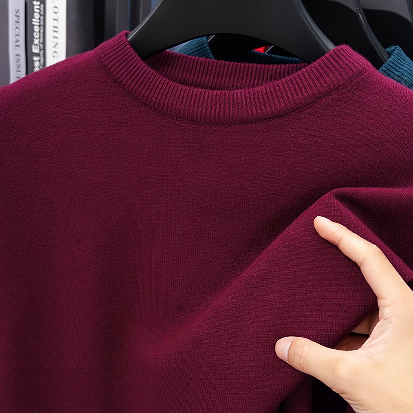 TEMU Minimalist Urban Crewneck Comfortable Sweater For Lightweight Daily Commuting