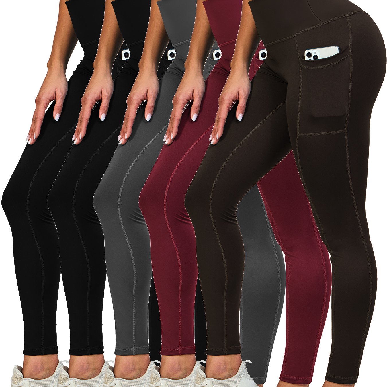 TEMU A Pack Of 's Yoga Pants Leggings With , High-waisted, Tummy-controlling Soft Leggings With Lining, Suitable For Exercise And Running, And .