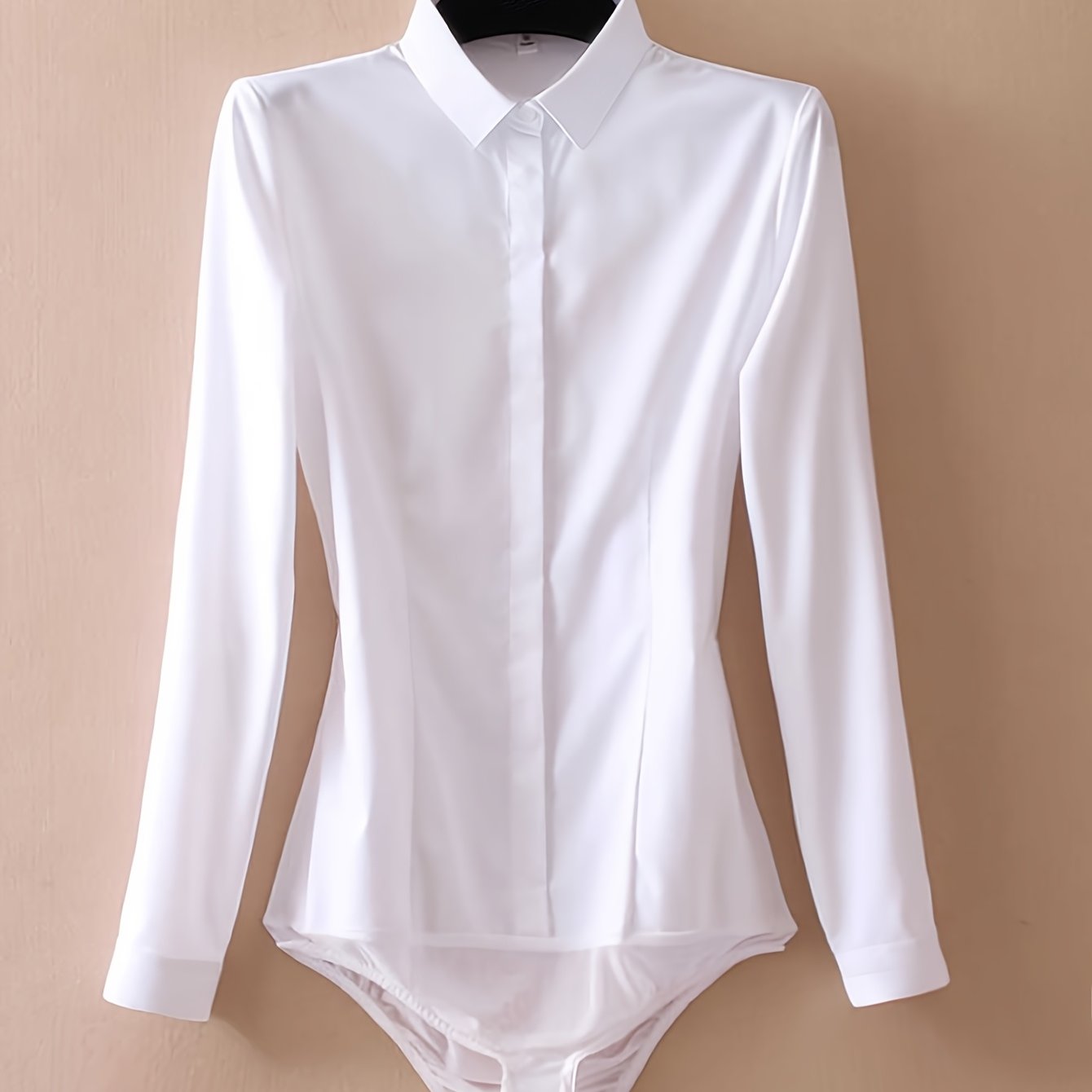 TEMU Body camiseta para mujer con diseño de tapeta de botones ocultos, ropa de oficina para desplazamientos de negocios, body camiseta profesional de