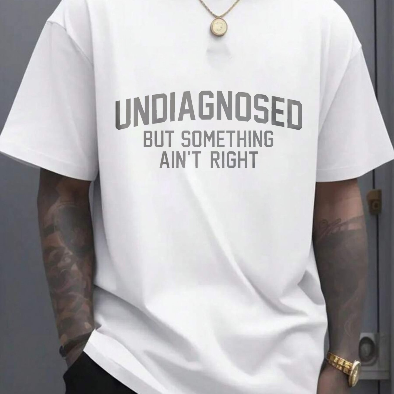 TEMU New Cotton T Shirt Casual Streetwear Style Men's T Shirt Undiagnosed But Something Ain't Right High Quality Washed No Shrinking No Deformation
