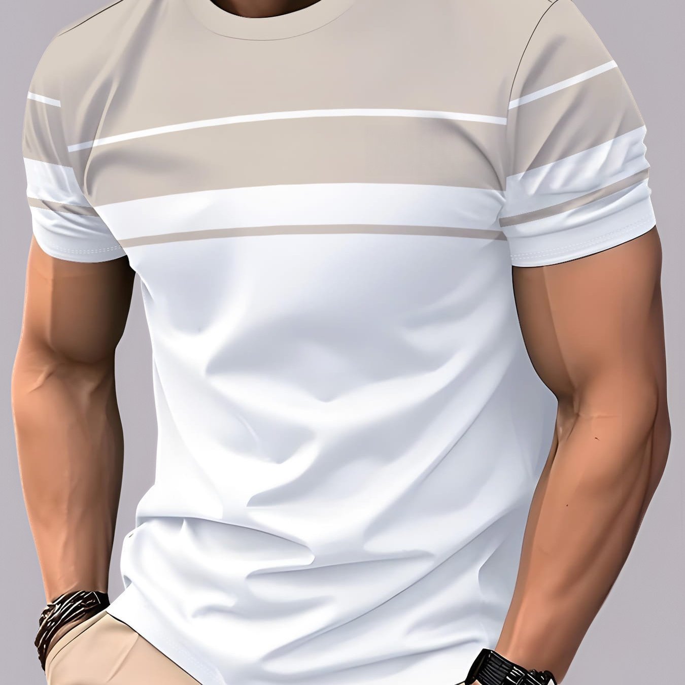 TEMU [printed Design - Not Textured] Men's Fashion Trendy Printed Men' Style Printed T-shirt - Vintage Round Neck Short Sleeve Sports Top - Fitness