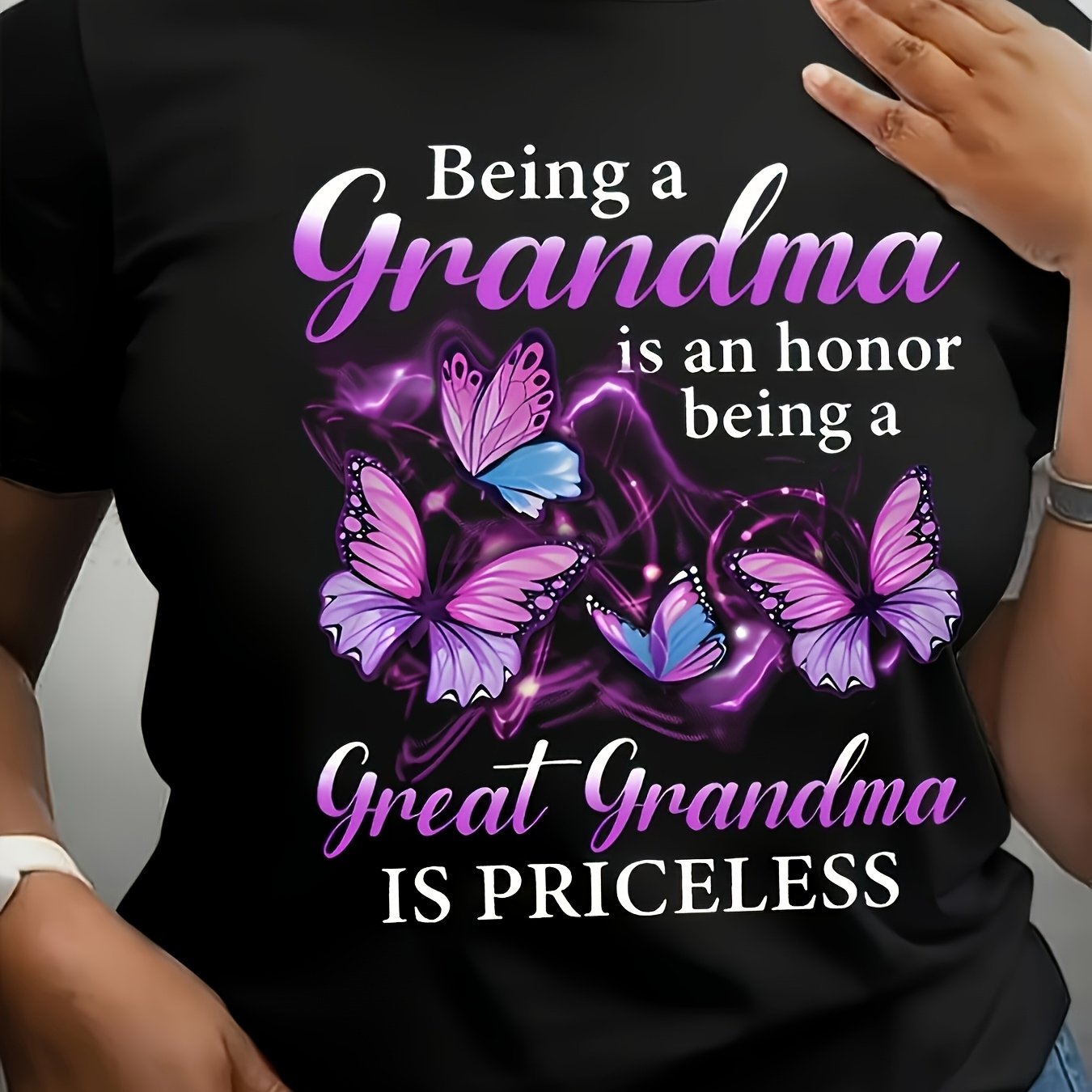 TEMU - - - Being A Grandma Is An Great Grandma Is Unique Black With Cursive Text 0032 Ideal For Casual Events Gatherings Or Daily Bright -unisex