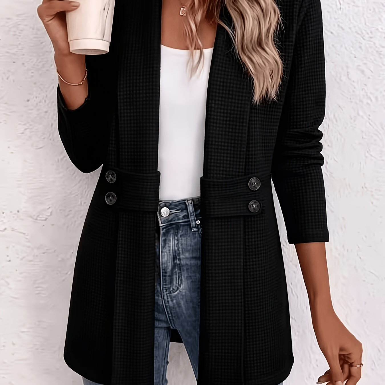 TEMU Cardigan élégant pour femmes, veste fine à motif , mode, déplacement, décontracté et polyvalent