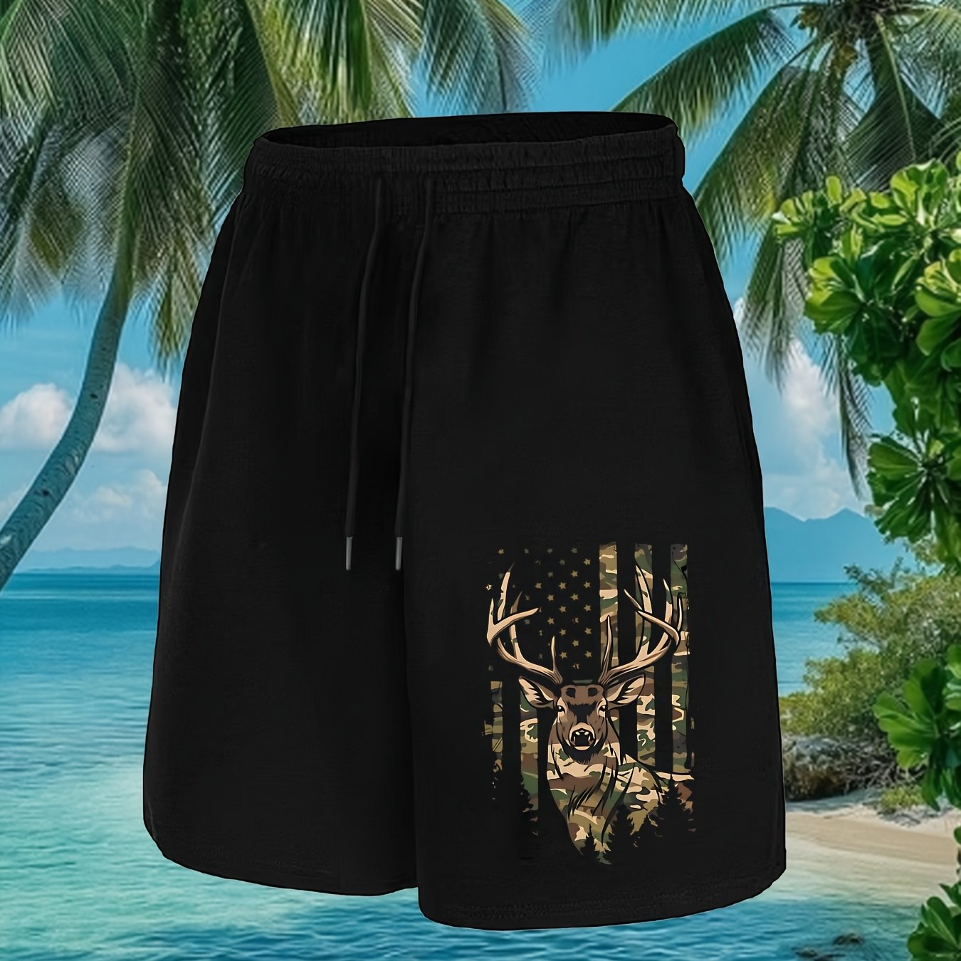 Deer Hunting Camouflage Flag Men's Athletic And Casual Shorts Perfect For Fitness Yoga Sports And Lounging At Home.…: retailer-supplied image