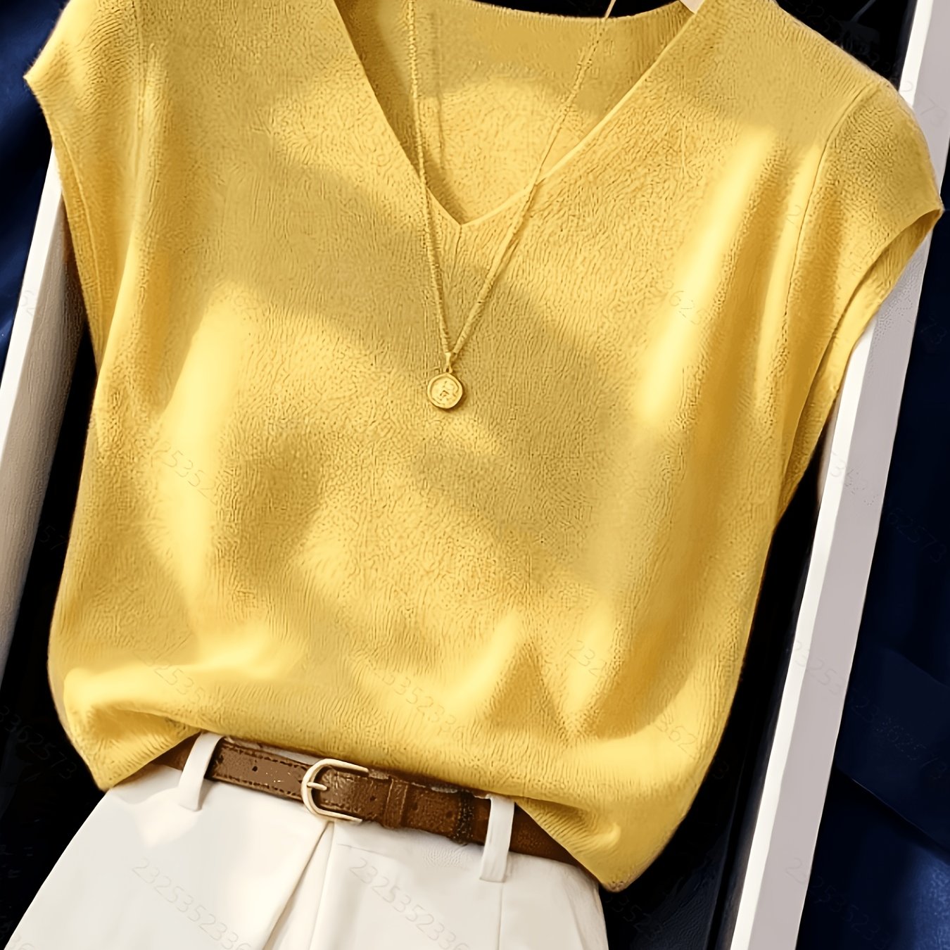 TEMU Women's Summer Clothing V-neck Short Sleeve Sweater, Regular Fit Pullover For Spring And Summer