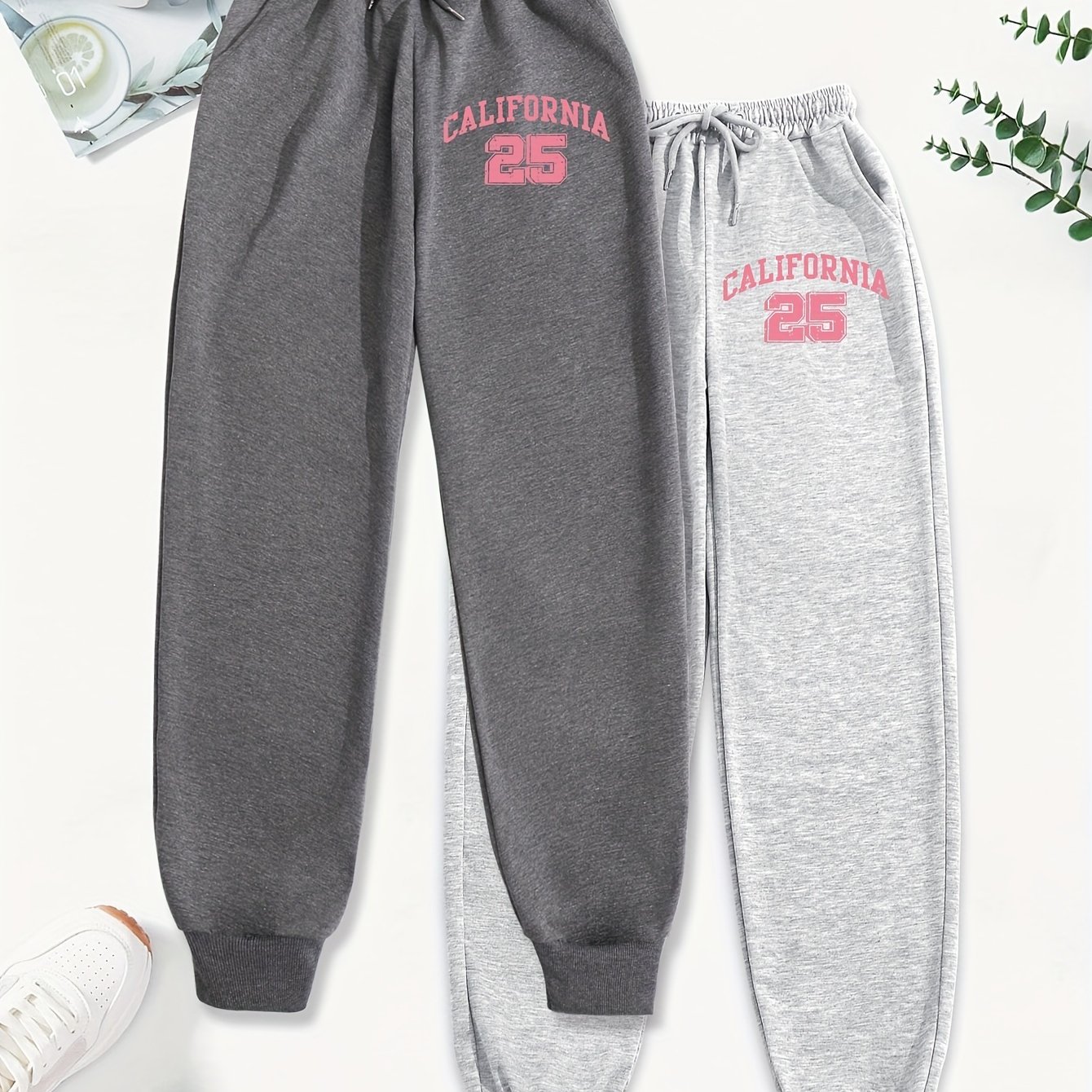 TEMU 2pcs Cartoon Graphic Print Pants, Casual Drawstring Waist Jogger Pants, Women's Clothing
