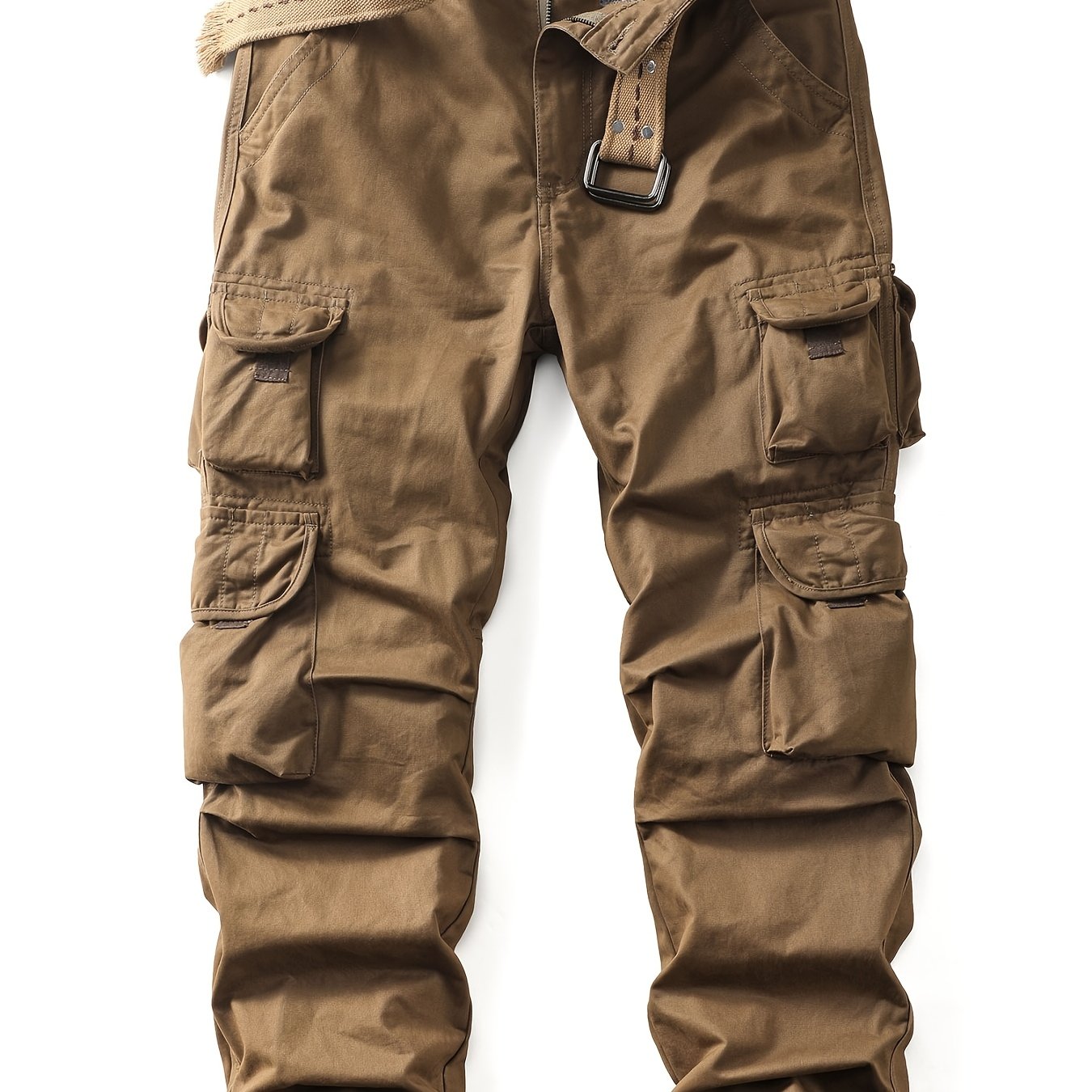 TEMU Men's Tactical Cargo Pants - , 10 Multi-pockets, Quick- Pants For Hiking, Hunting & , Brown Camo Pattern, Straight , Machine Washable, Hiking Pants