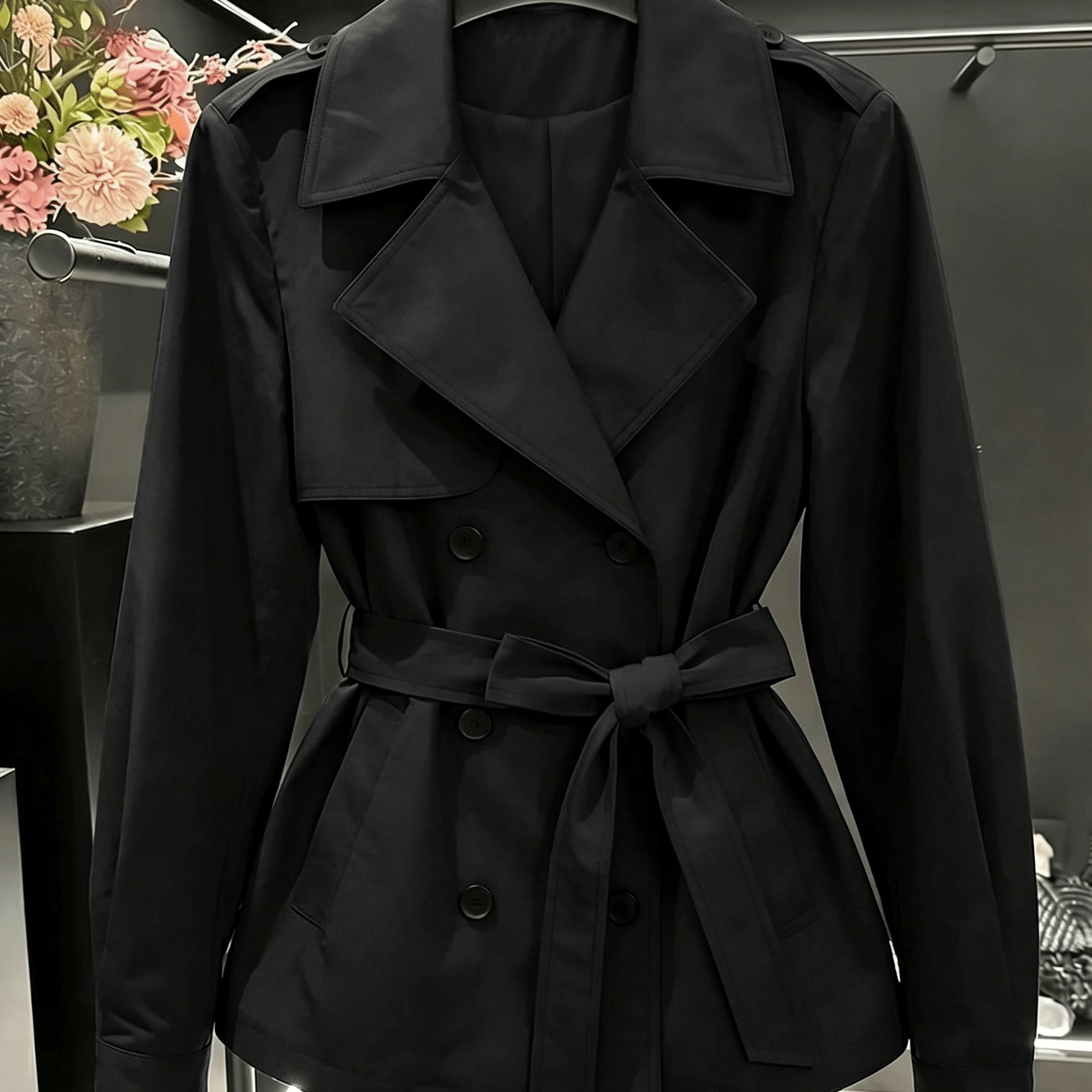 TEMU Dames Casual Trenchcoat, Riem in de Taille, Statement Bovenkleding