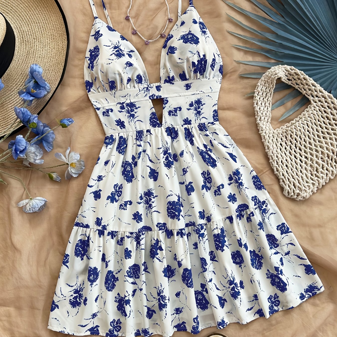cream drop waist midi dress Nara Peplum hem Semi Formal Casual Party Size:16 1/2 32/33 Slim cross back dress