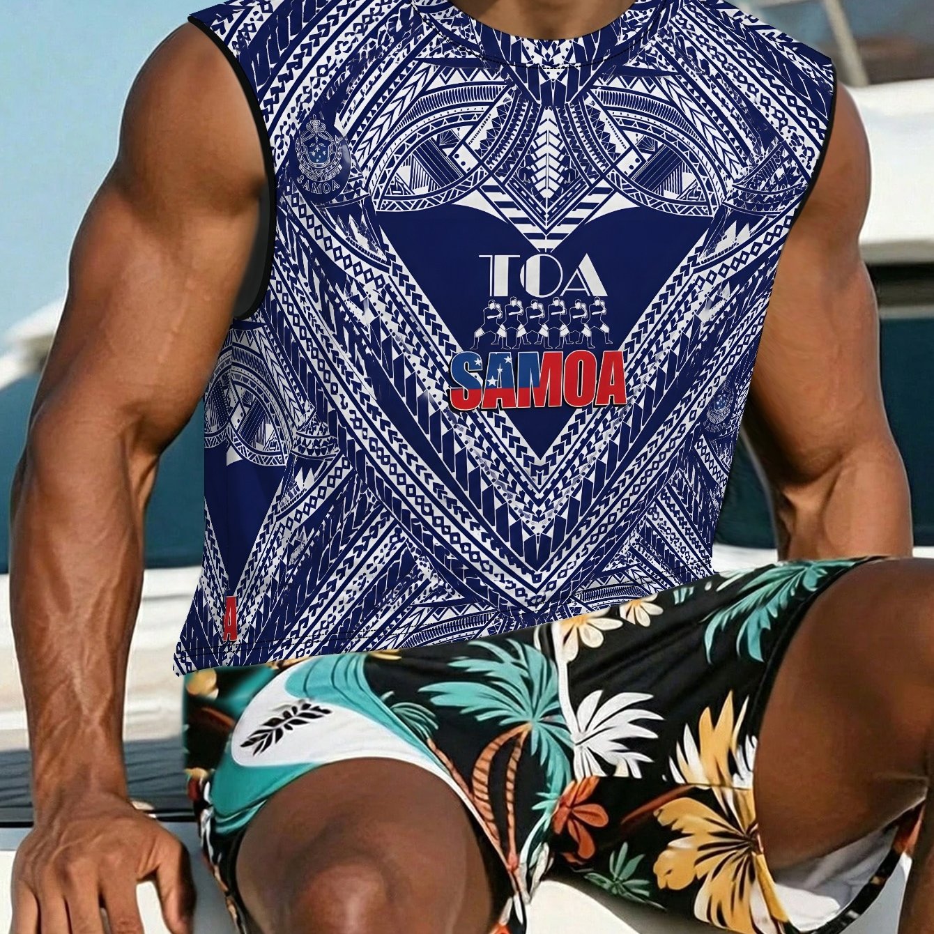 TEMU Warrior Pattern Samoa Store Men's Casual All Tank Top, Regular Fit Short Length Sleeveless Tee
