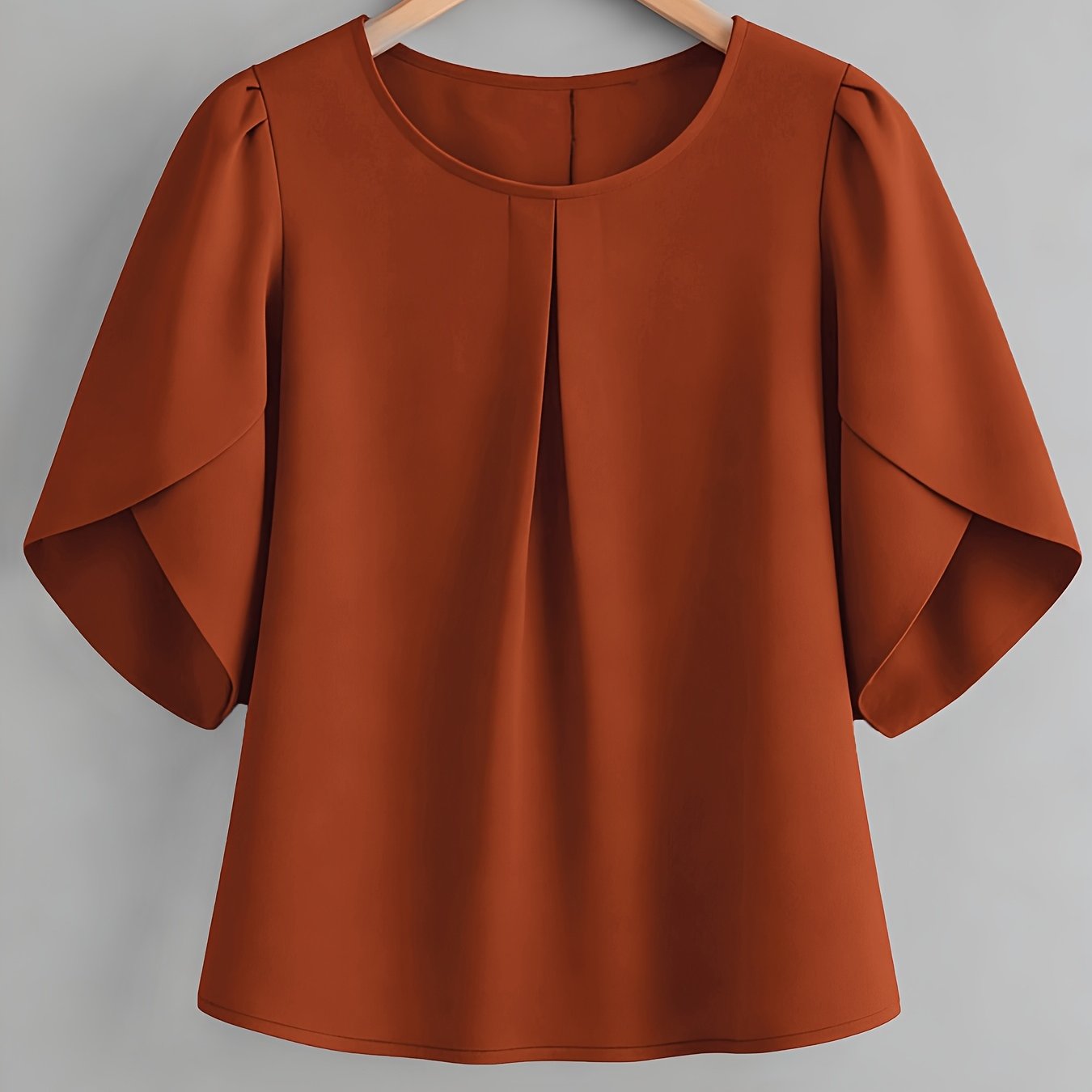 TEMU Women's Fashionable Elegant Chest Pleated Cuff Short Sleeve Shirt
