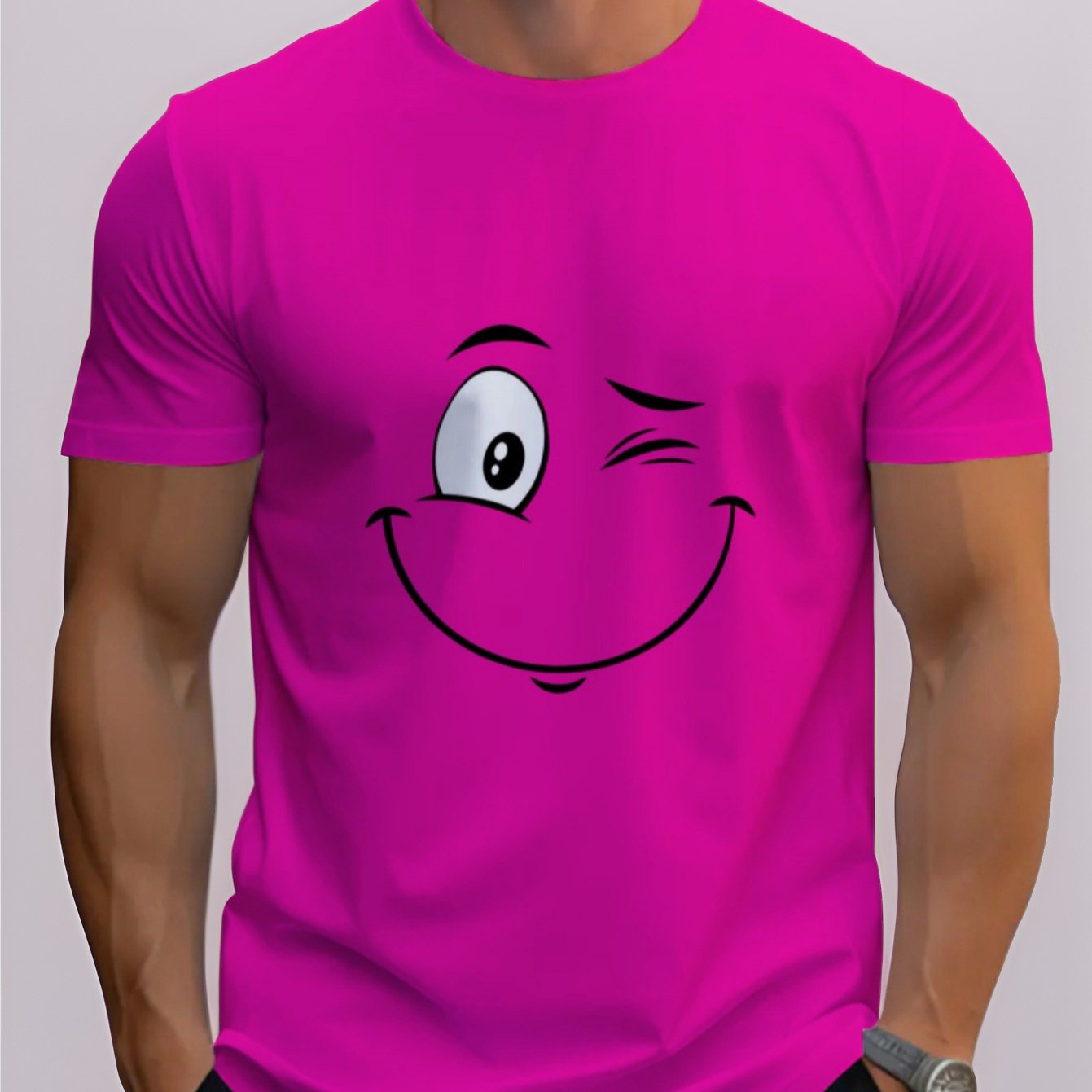 TEMU Men's Funny " An Early Bird" Face T-shirt - Casual Short Sleeve Round Neck Tee With Slogan, Lightweight Breathable Summer Top For Daily Wear &