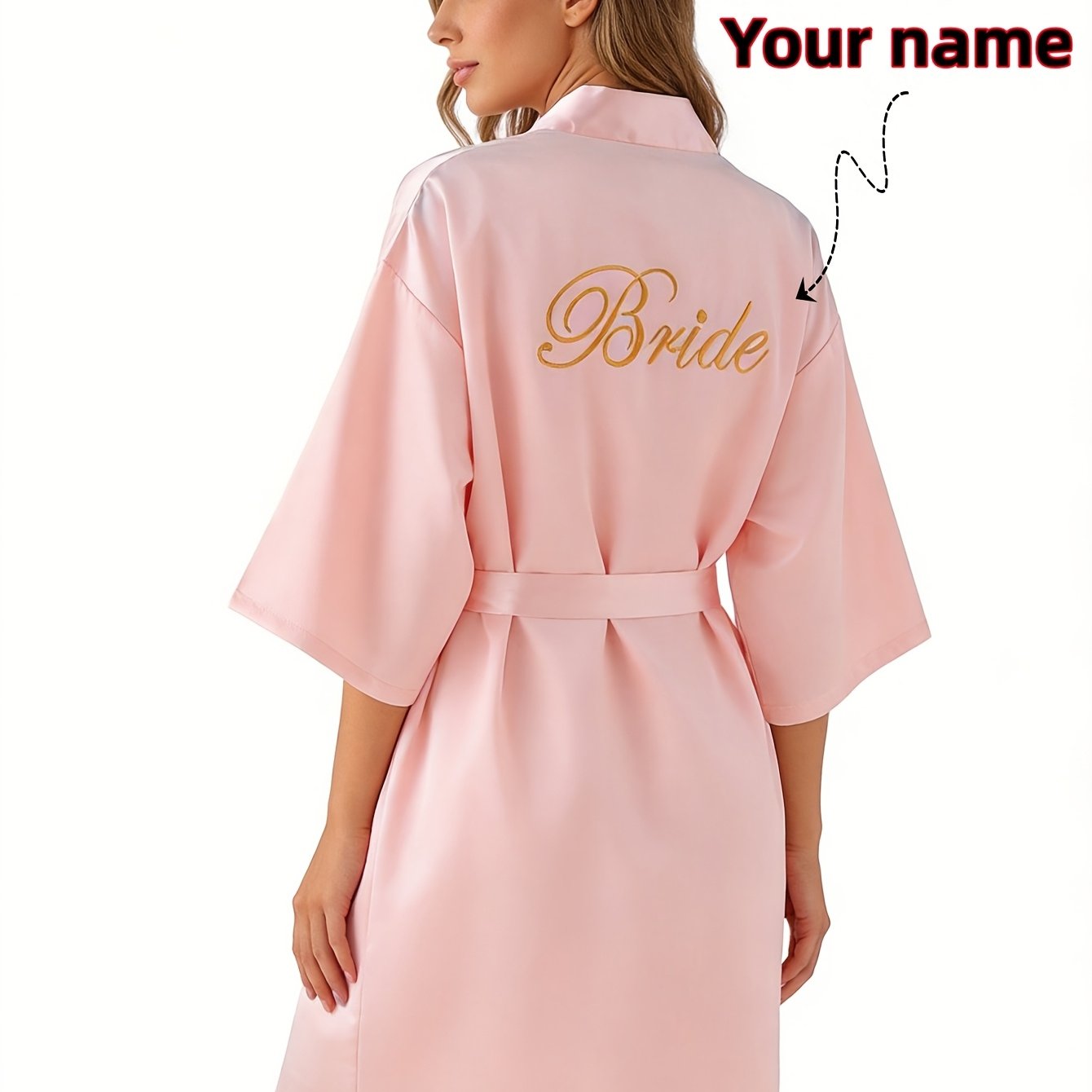 TEMU Camicia da da donna con personalizzato, o data di nascita ricamati, abbigliamento da casa da donna con personalizzato, accappatoio con lacci ,