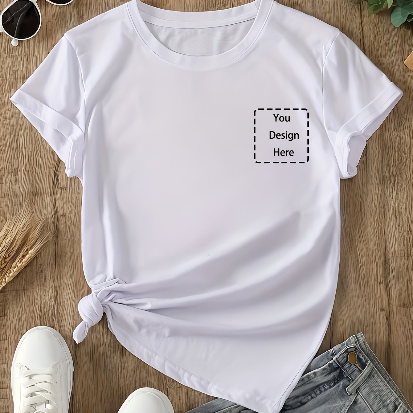 TEMU Maglietta Stampata Con Personalizzata E Testo, Top A Corta Casual Per E L'estate, Abbigliamento Da Donna