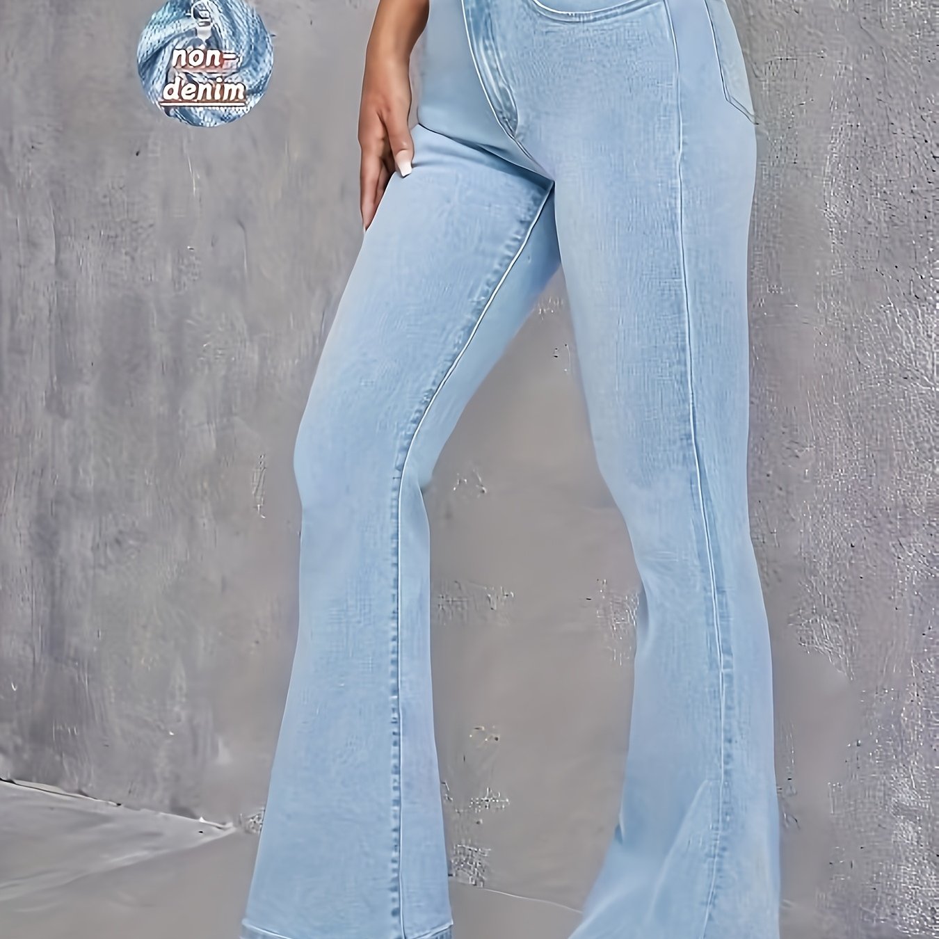 TEMU 【 denim】Talla Grande - [Estampado de Denim / Denim ] Pantalones de Denim Elásticos Ajustados para Mujer - Pantalones de Denim No Transparentes