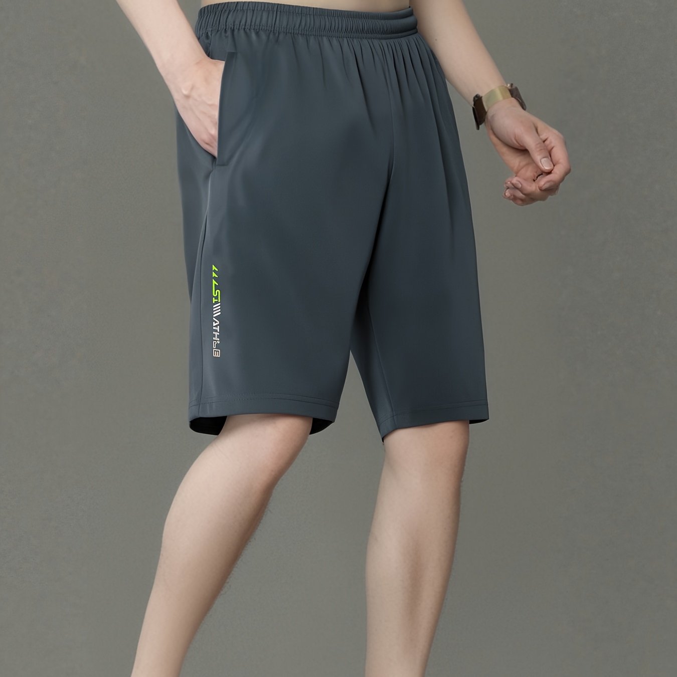 TEMU Men's Shorts Summer Plus Size Loose Breathable Athletic Solid Quick-dry Shorts Thin Trendy