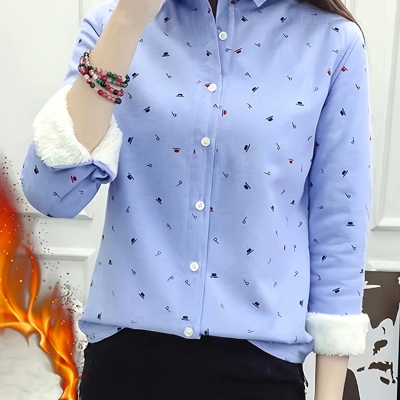 TEMU Women's -lined Shirt For Autumn And Winter