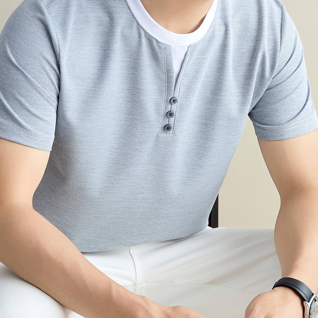 TEMU Men's Casual Sports Short-sleeve T-shirt Summer Thin Round Neck Small V-neck T-shirt Top
