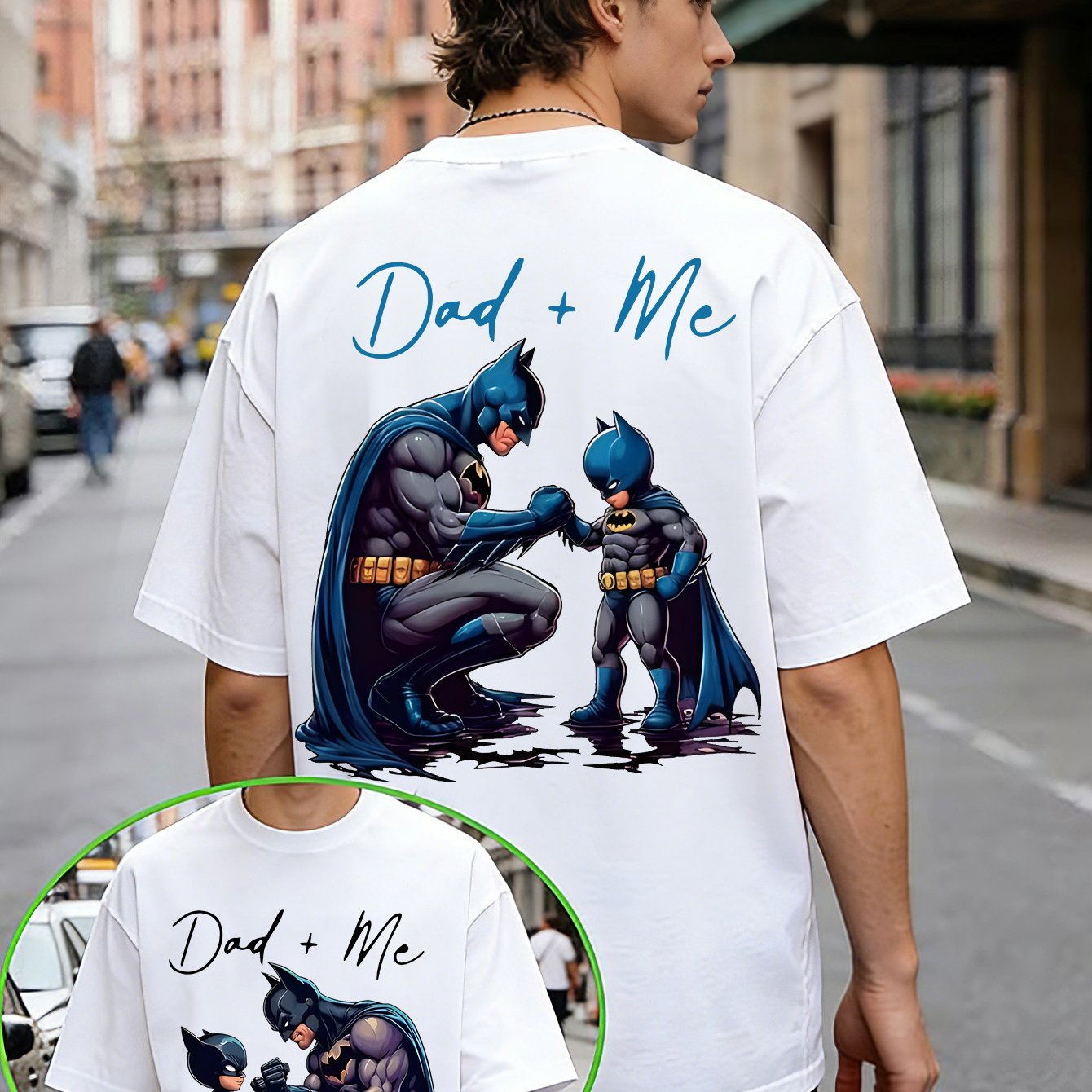 TEMU Authorization, Batman Directional Print Men's Short Sleeve T-shirt, Suitable For School, Daily , Travel, Concerts, Holiday Parties Casual