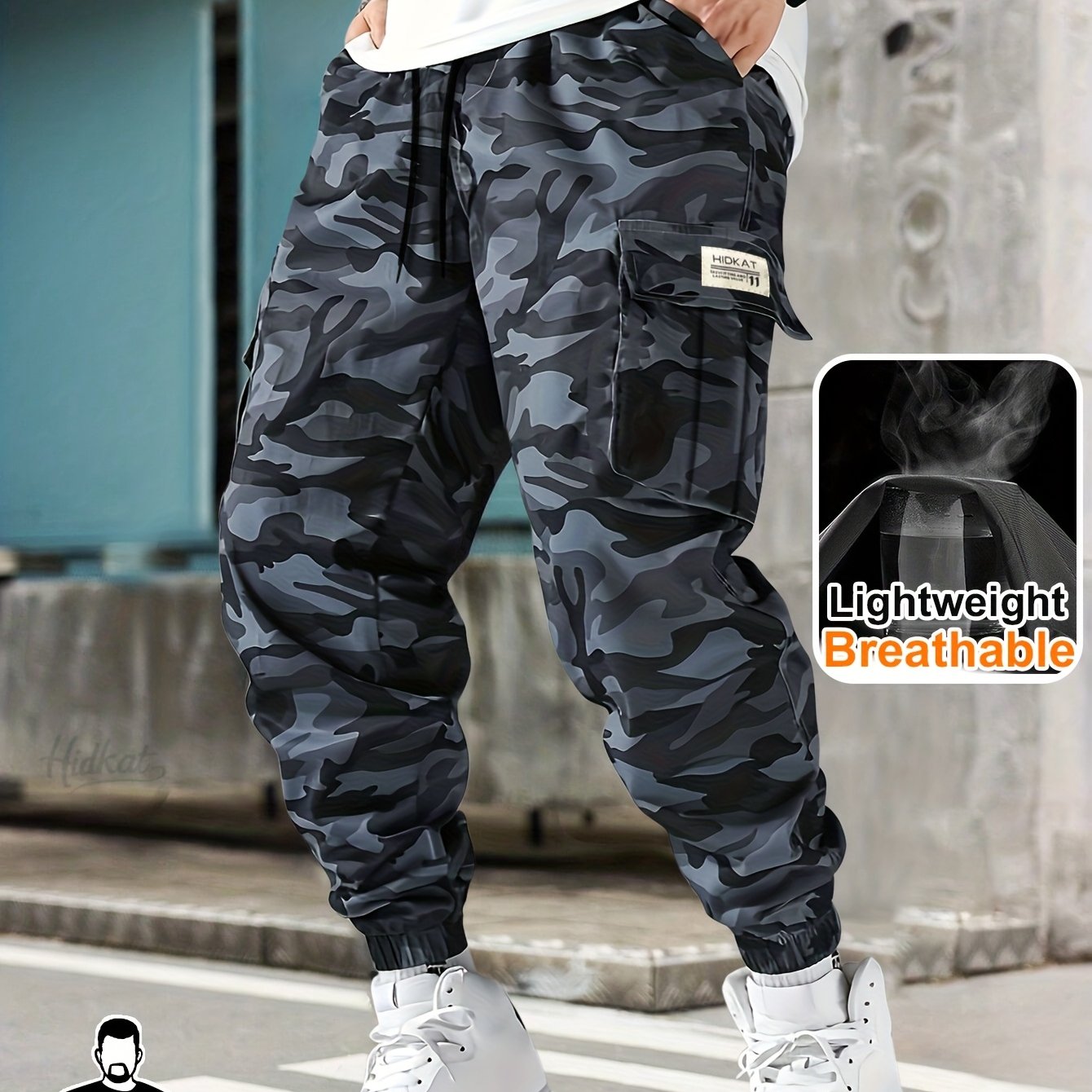 Plus-size Men's Camouflage Outdoor Casual Cuffed C...