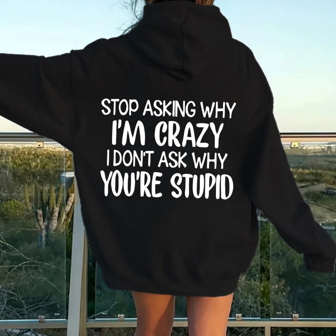 TEMU Dames Hoodie met Engels Printpatroon - Casual Sweatshirt met Zak & Hoodie in Amerikaanse Stijl, Trendy Modieuze Top