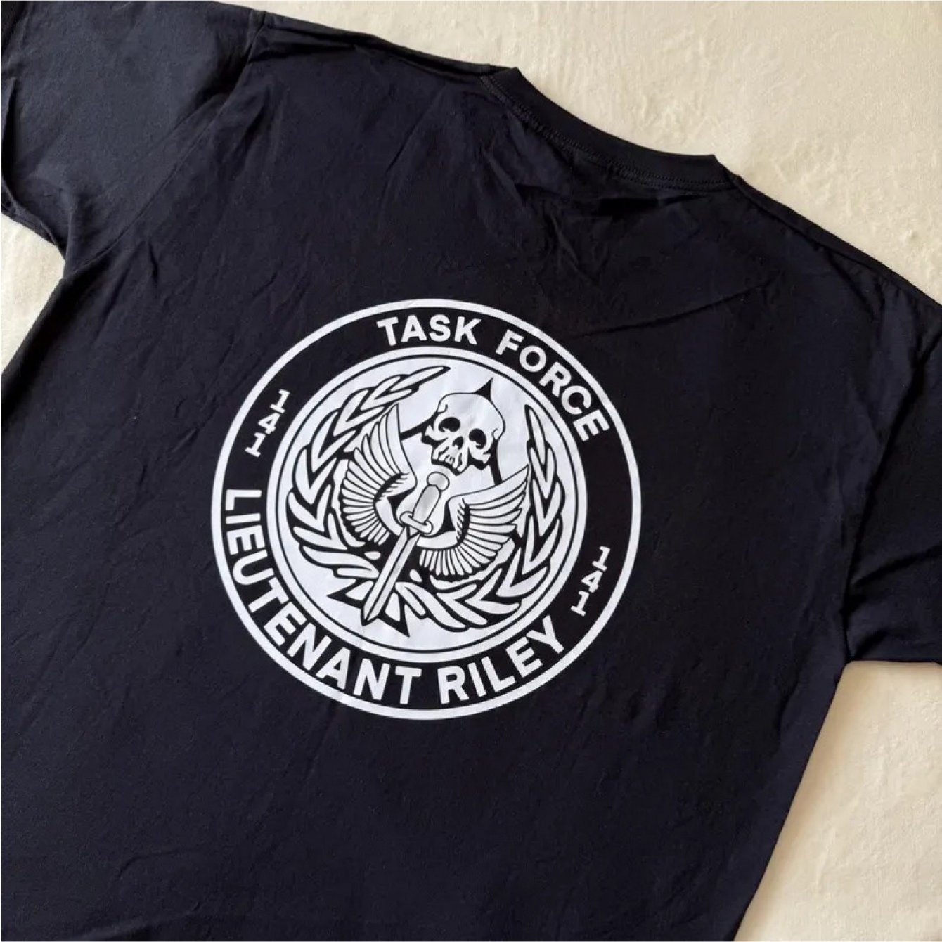 Men's Navy Blue Task .58m Graphic T-shirt - Skull And Eagle Artwork, Short Sleeves, Fit, Casual Top For Adults, Military Style Graphic Tee With Stretchable Material