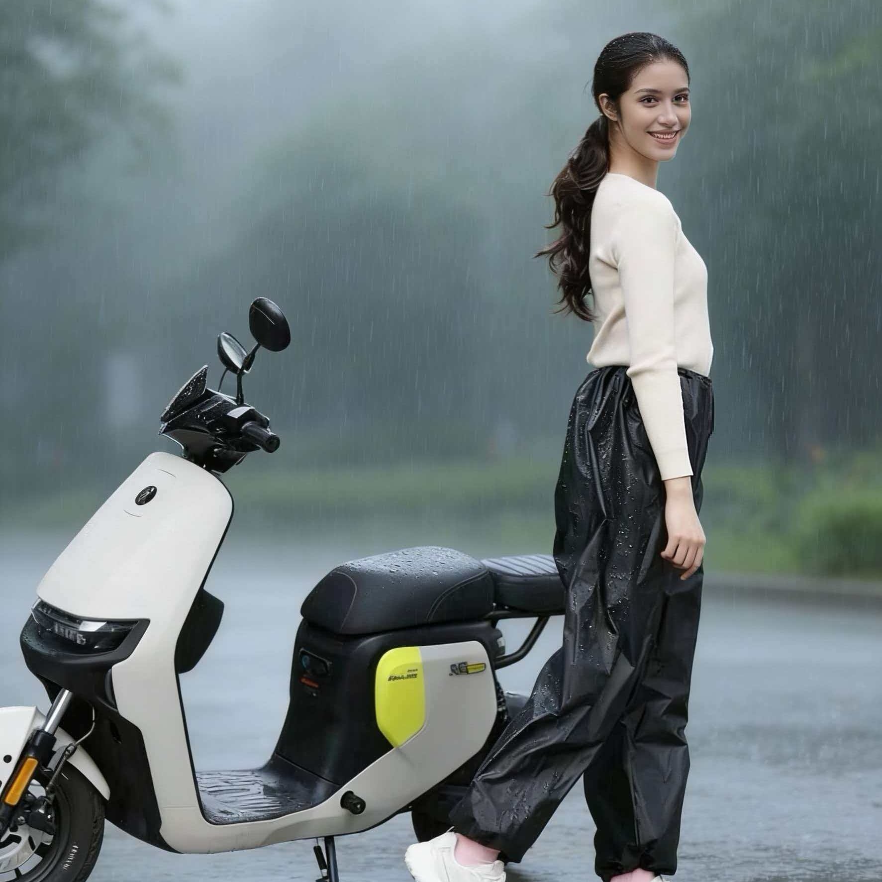 Image of New Lightweight Adult Legging-style Rain Pants With A Wagove , Essential For Cycling . Reusable, Lightweight, And Thickened For All Weather . Portable Rain Pants Suitable For Travel, Thick And Durable