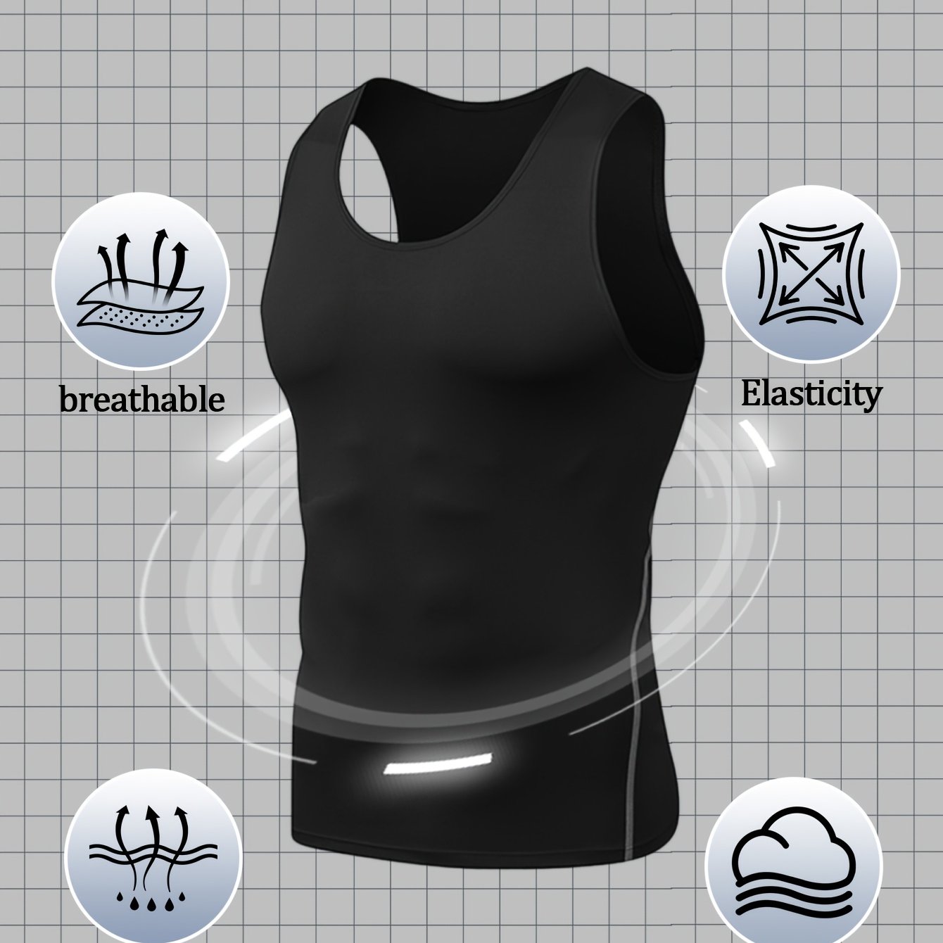TEMU Men's Quick-dry Compression Vest - Moisture-wicking Athletic Shirt, Elastic And Breathable Gym Vest, Suitable For Running And Gym Training