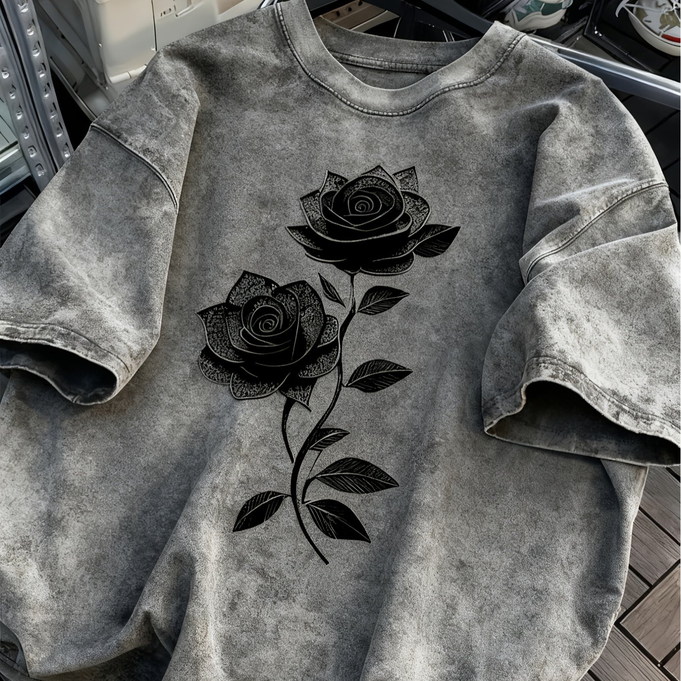 [washed T-shirt]230g Men's Washed Vintage Pure Cotton Short Sleeve T-shirt Loose Fit Street Style Hip Hop Style Local Warehouse Delivery Machine Washable