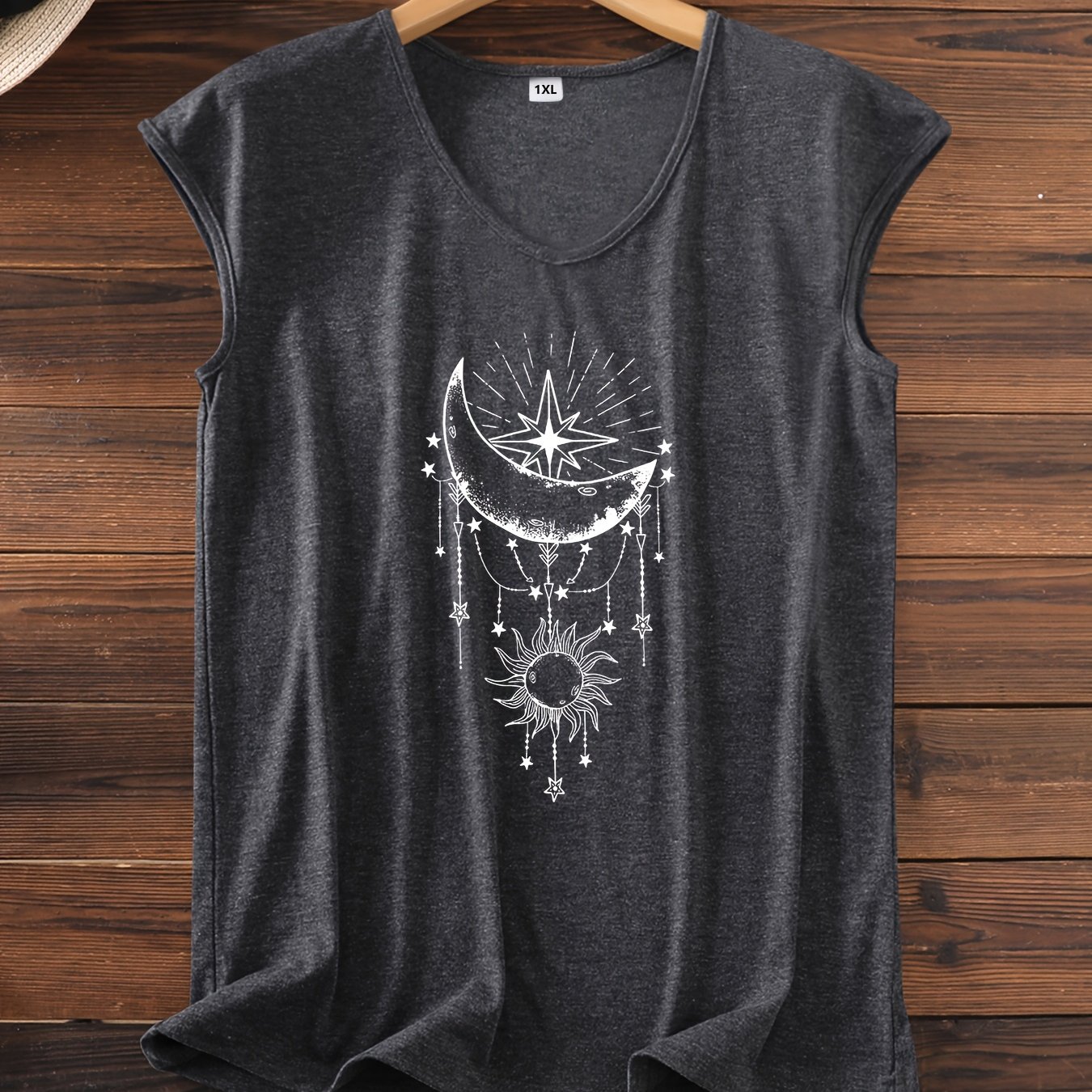 TEMU Plus Size Letter Print Tank Top, Sleeveless V-neck Casual Top For Summer And Spring, Women's Plus Size Clothing