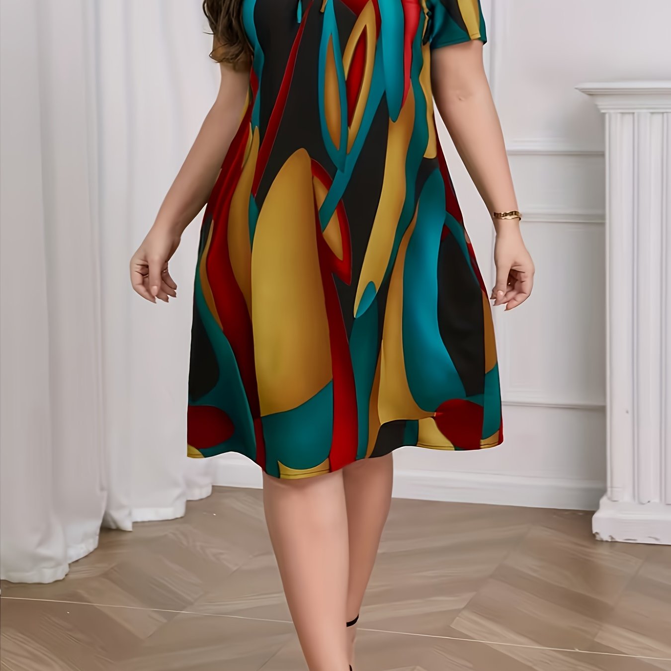 TEMU New Short Sleeve Crew Neck Dress