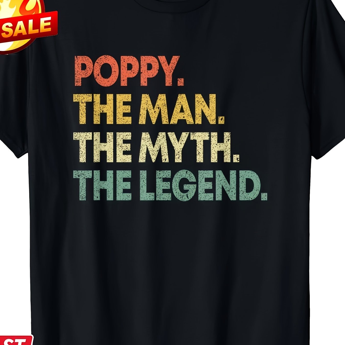 TEMU Men's & Unisex Oversized T-shirt S-3xl - Poppy The For Man The Legend Graphic Tee, Loose Fit Short Sleeve Round Neck Casual Shirt With Iconic