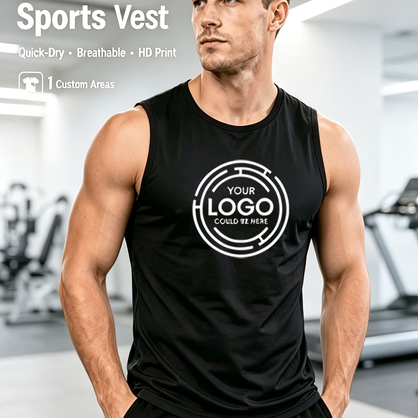 TEMU Custom Men's Wide Shoulder Sleeveless Vest, Quick- Fitness Tank Top, Multi-functional Outdoor Casual Top. Comfortable And Breathable, Suitable