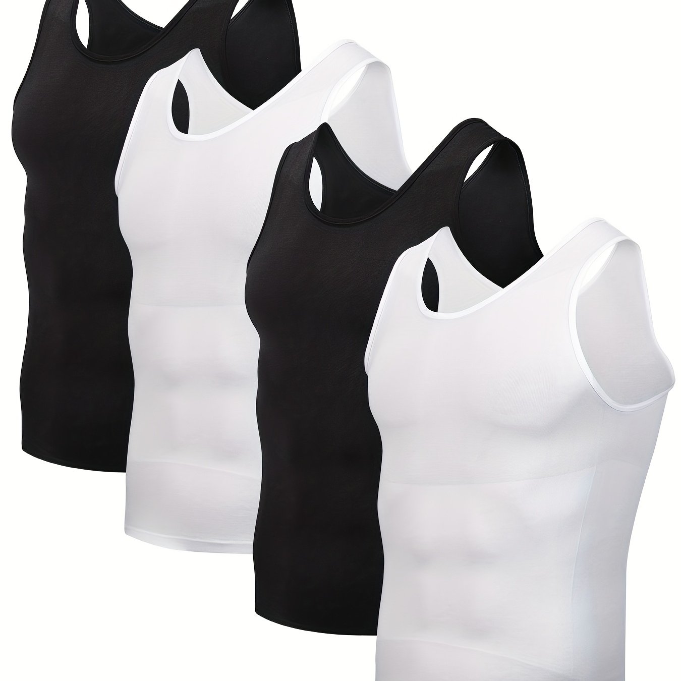 TEMU 4pcs Men's Compression Shirt Slimming Body Shaper Vest Workout Tank Tops Abs Abdomen Underwear, Vest For Men, Tummy Control Shapewear Sport