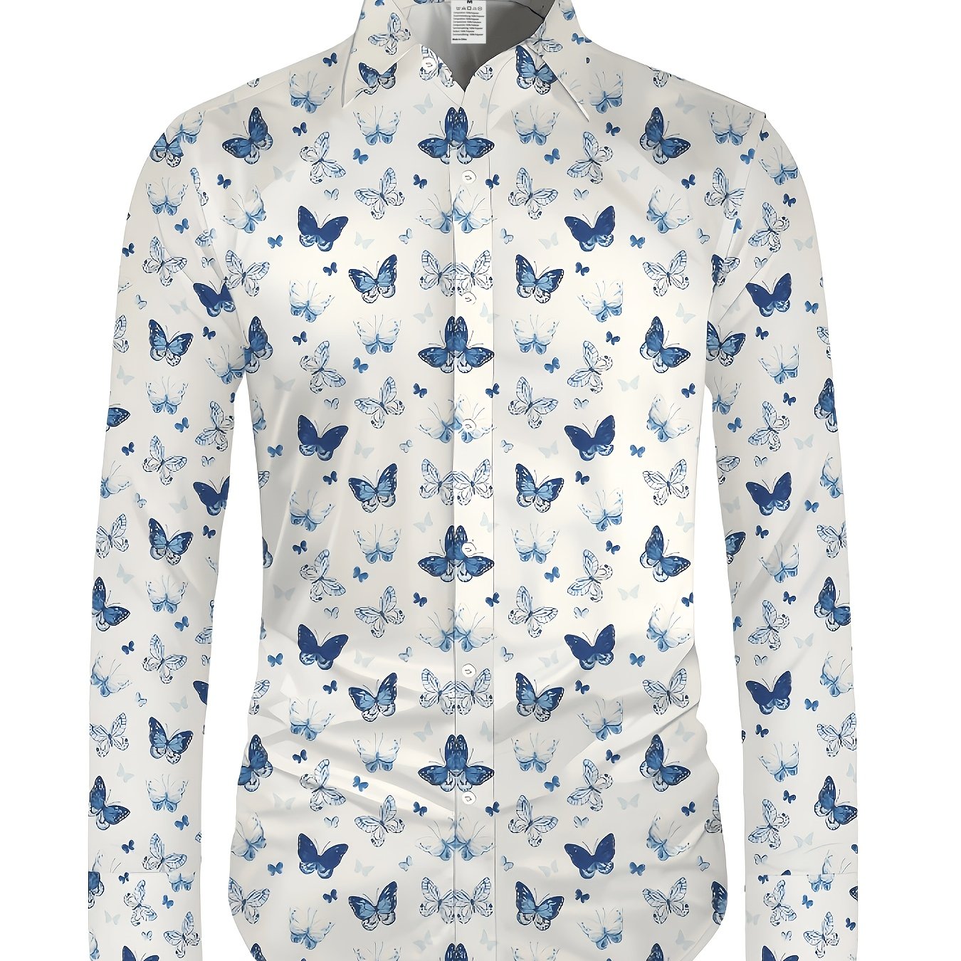TEMU Men's Printed Long Sleeve Shirt With Lapel, Casual Button-up For Everyday Streetwear, Gift For Him