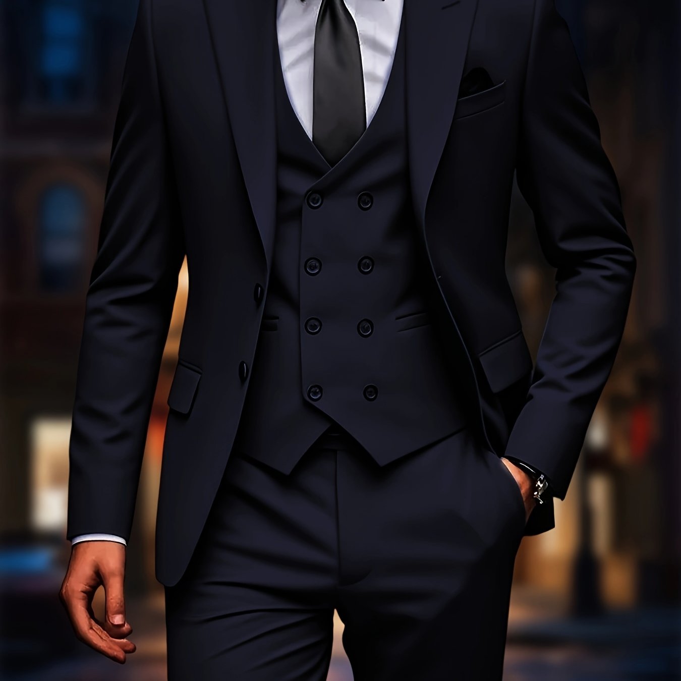 TEMU Men's 3pcs Suit Set, Premium Suit Set For Men, Plus Size Suit Set, Trousers, Vest, Formal Wear, Wedding Attire, Workwear, Formal Dress, Holiday