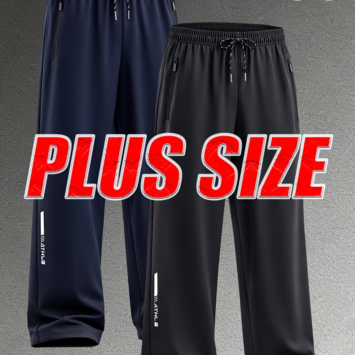 TEMU 2pcs Set, Men's Large-sized Fashionable Sports Casual Trousers, With Double Zippers On The Pockets And Drawstring . Part Is Lightweight And Does