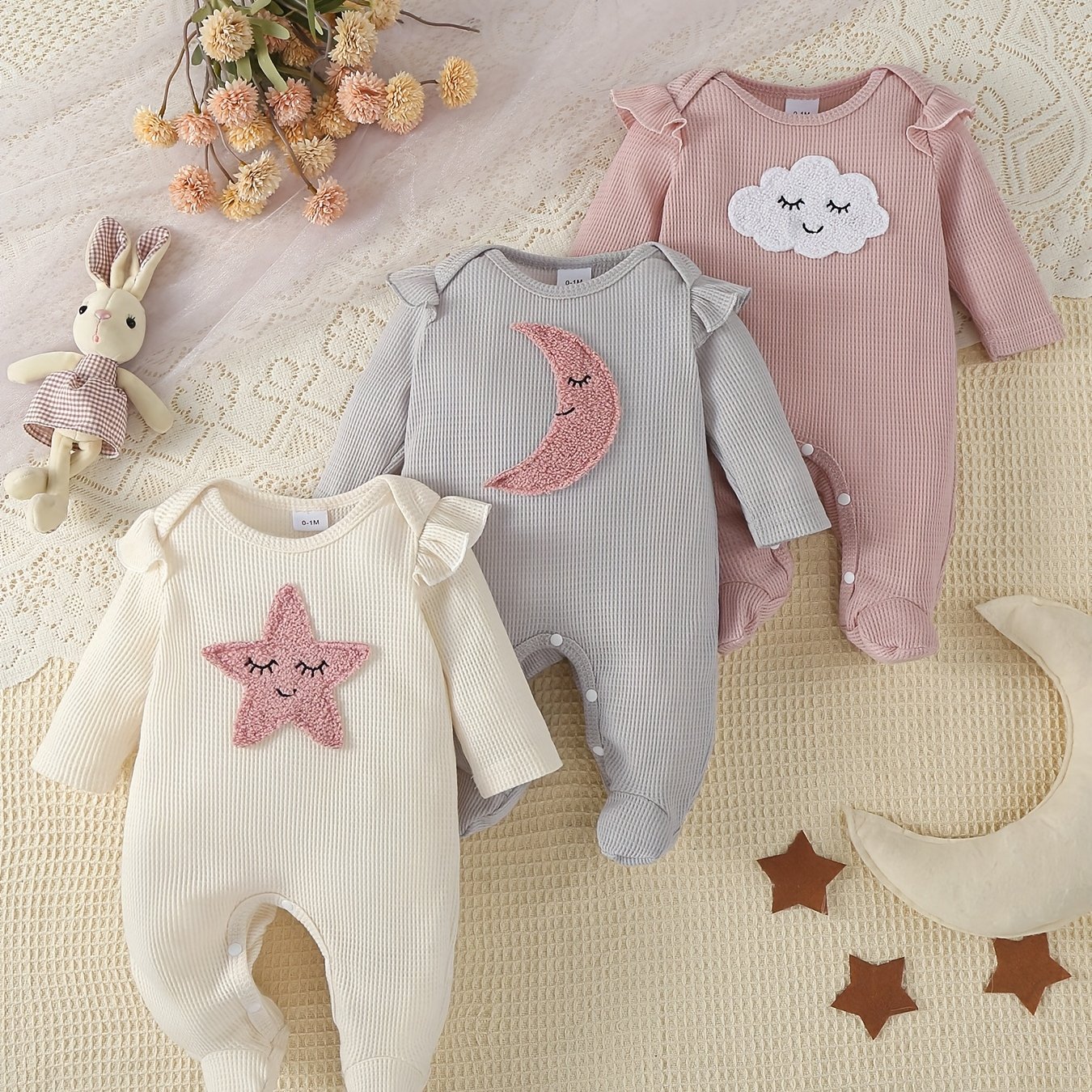 Girls' Three-piece Set: Baby Bodysuit With Socks, Perfect For Outdoor