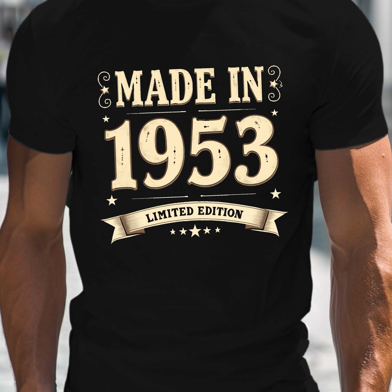 TEMU Made In 1953 Edition Men's Casual Neck Short Sleeve T-shirt For Summer, Plus Size