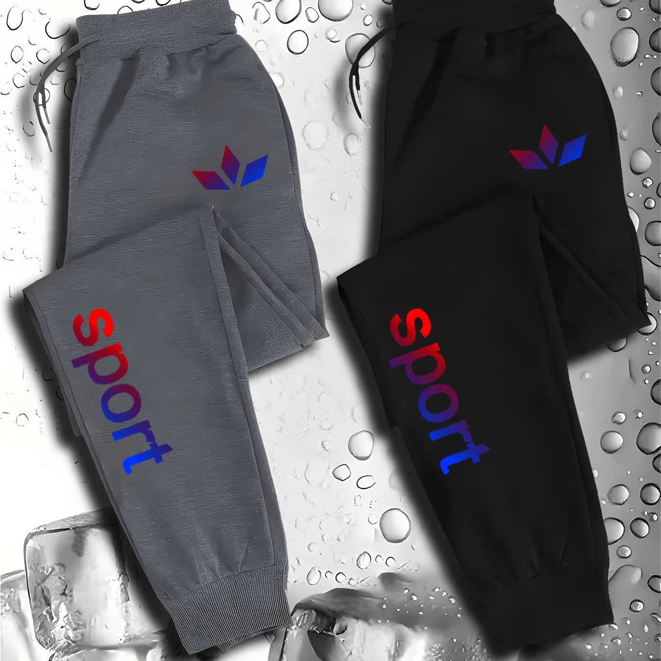 TEMU 2pcs Set Men's Casual Jogger Pants, Men's Spring Autumn Winter Fitness Athletic Trousers, Men's Casual Loose Waistband Drawstring Pants, Outdoor